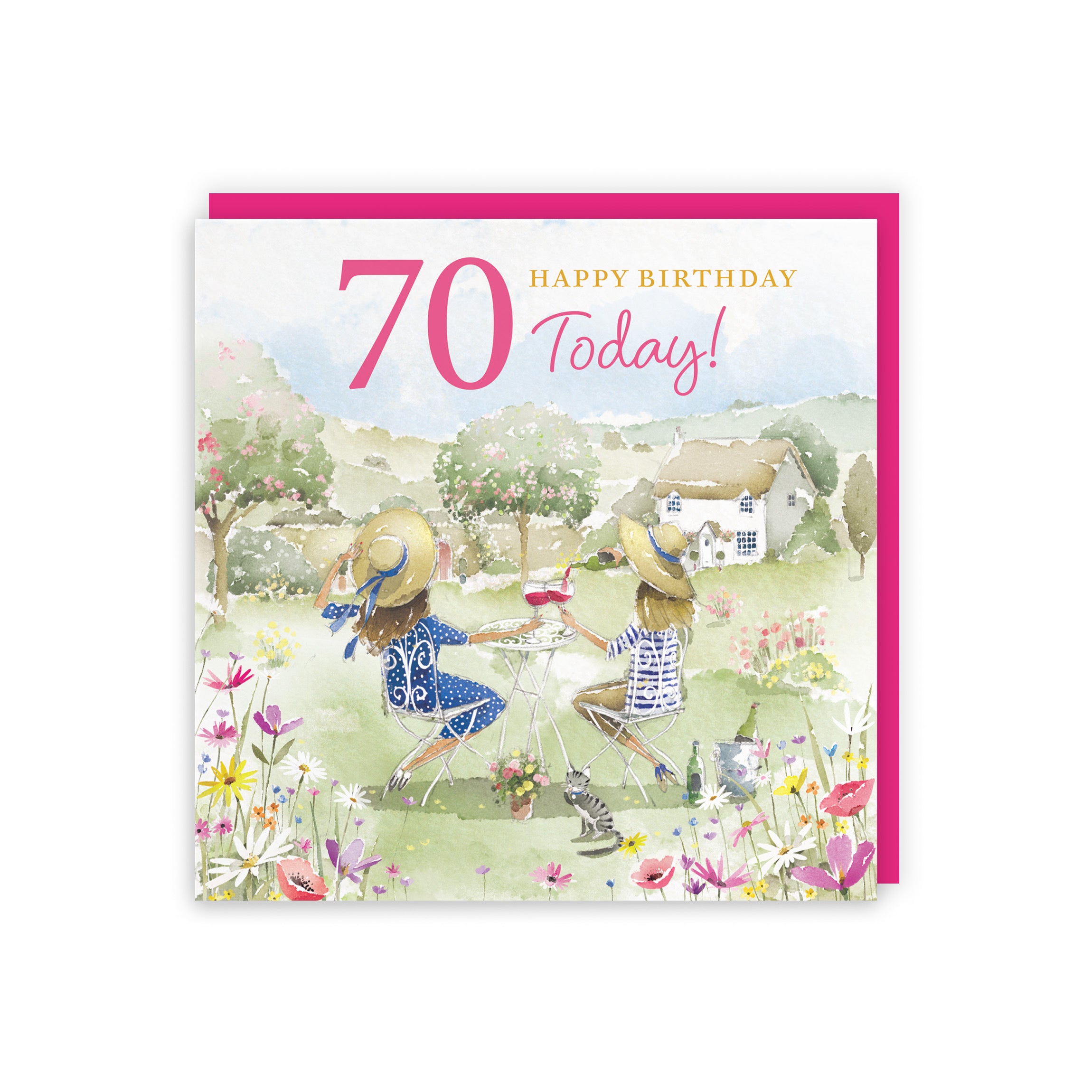 Women's 70th Birthday Card Countryside Garden Milo's Gallery - Default Title (RT06344)
