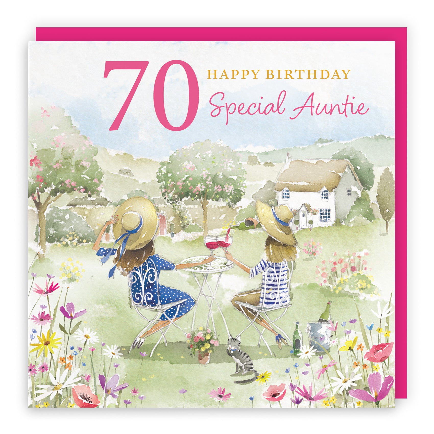 70th Auntie Birthday Card Countryside Garden Milo's Gallery - Default Title (RT06348)