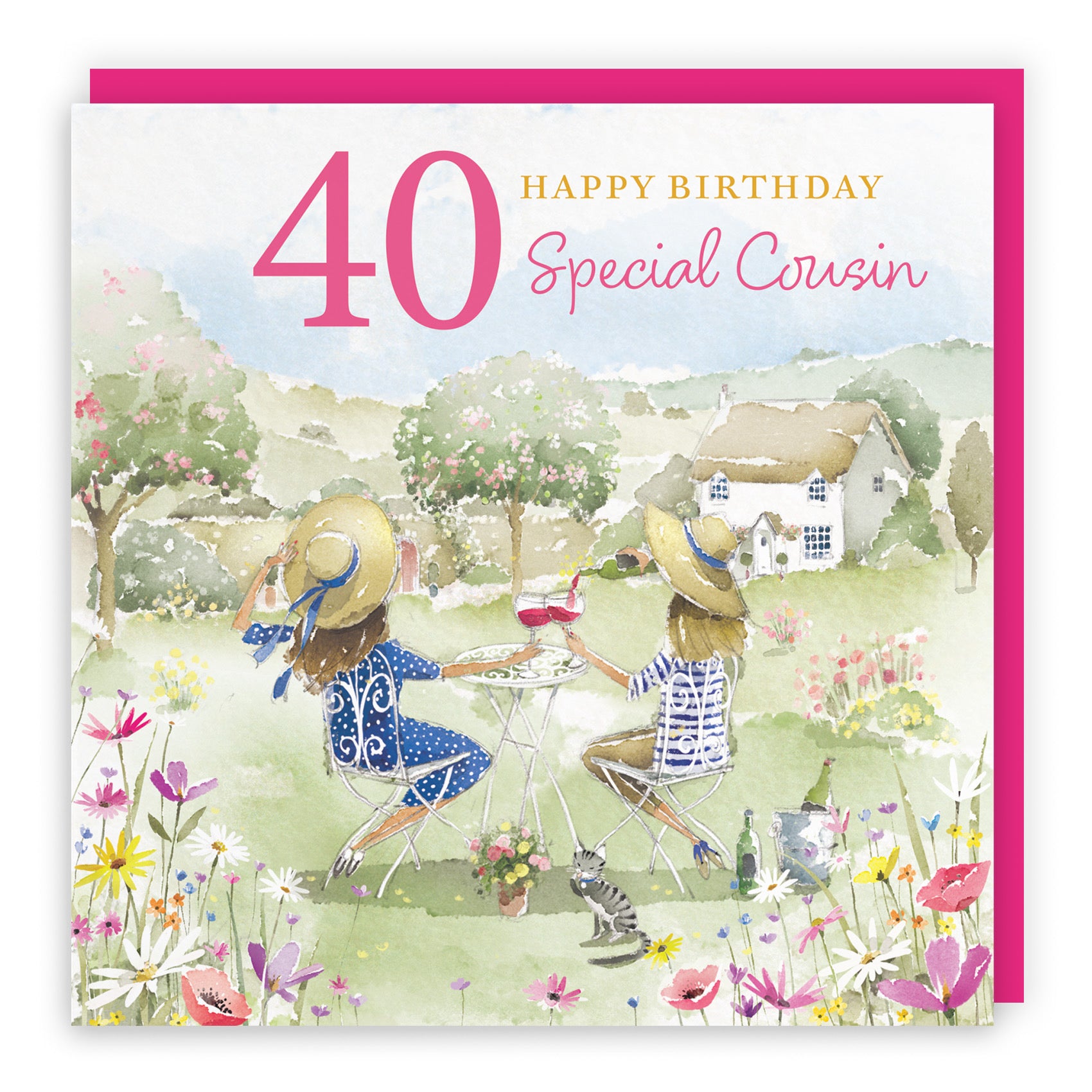 Female 40th Cousin Birthday Card Countryside Garden Milo's Gallery - Default Title (RT06357)
