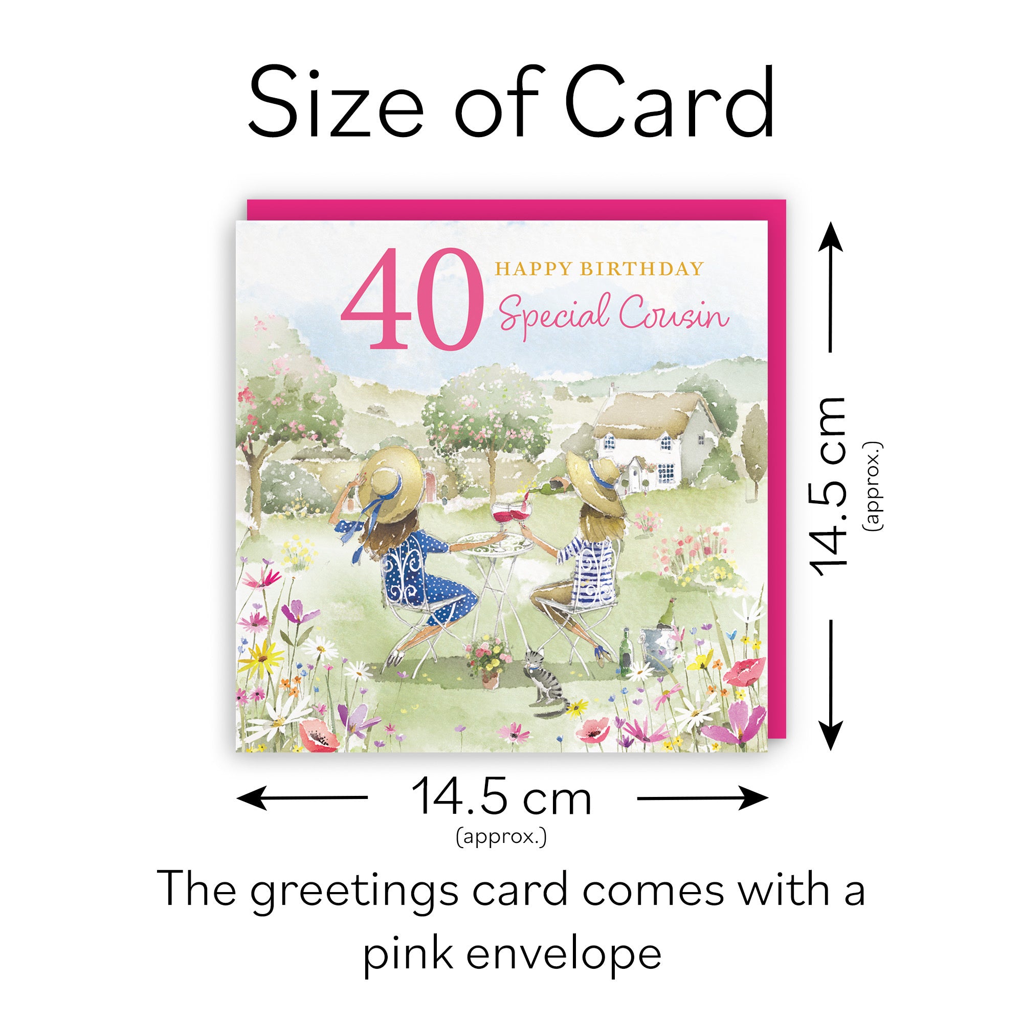 Female 40th Cousin Birthday Card Countryside Garden Milo's Gallery - Default Title (RT06357)