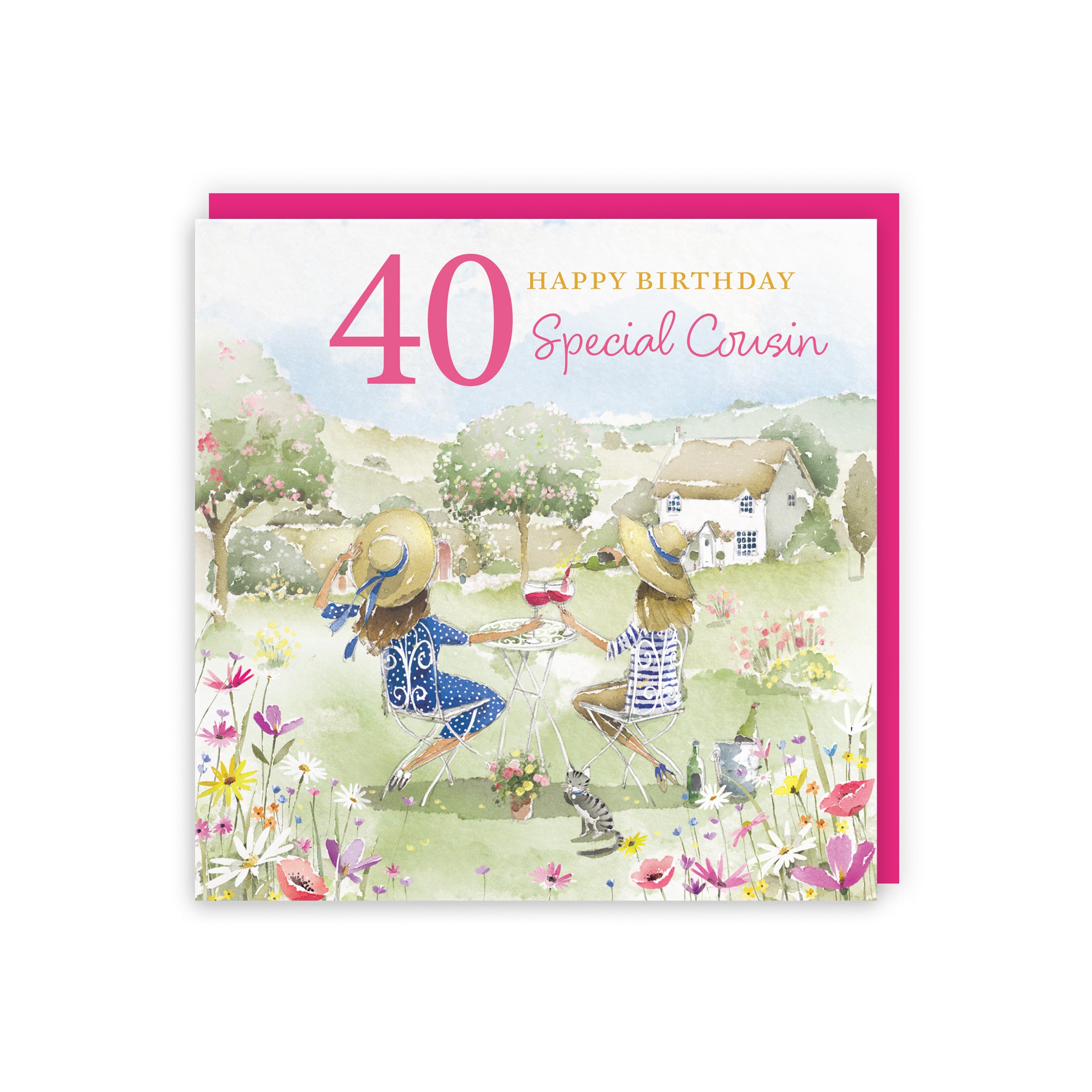 Female 40th Cousin Birthday Card Countryside Garden Milo's Gallery - Default Title (RT06357)