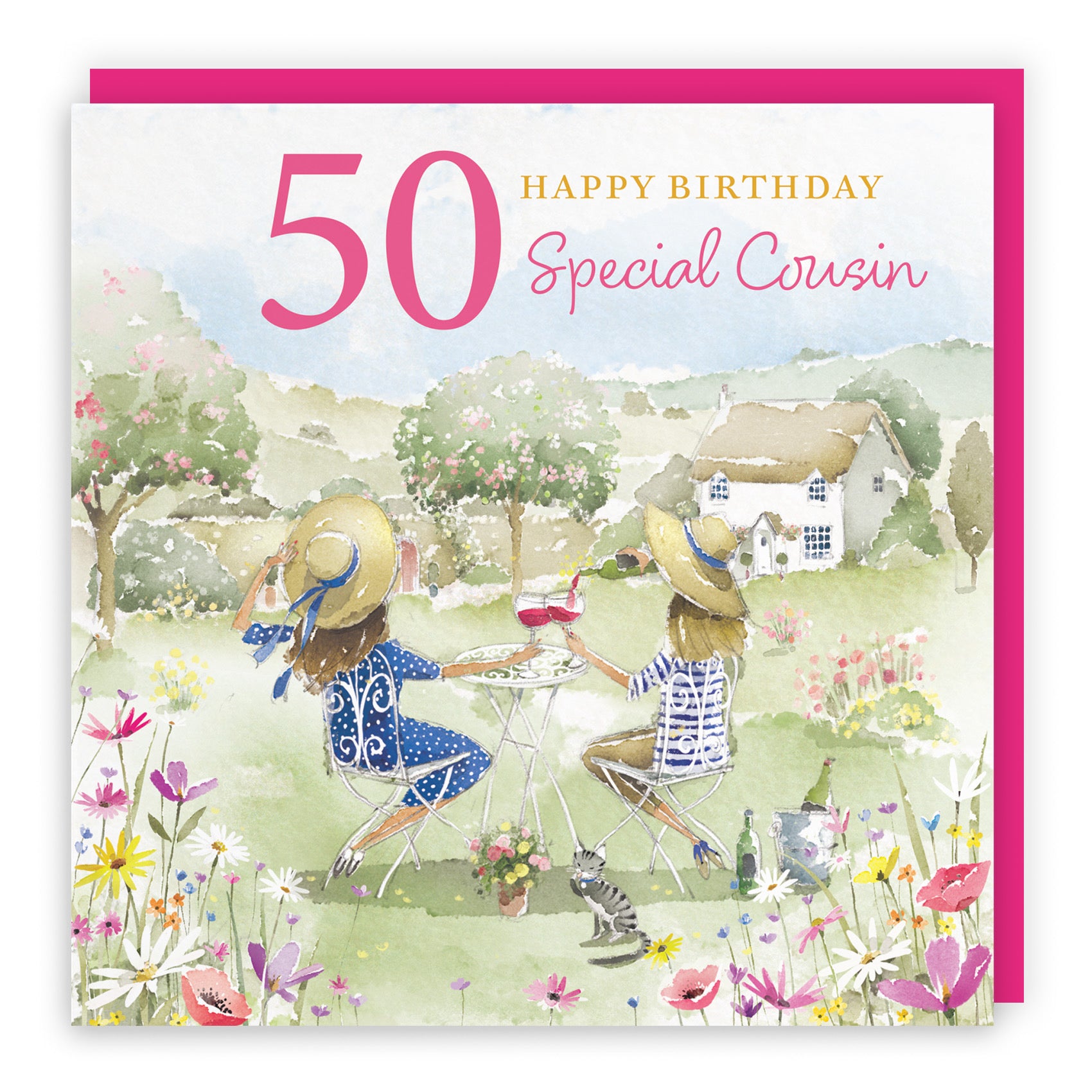 Female 50th Cousin Birthday Card Countryside Garden Milo's Gallery - Default Title (RT06358)