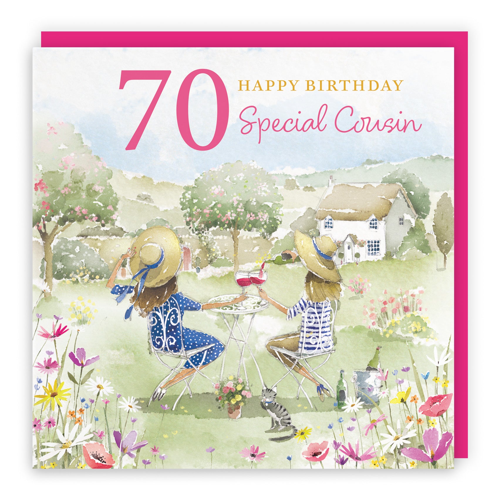 Female 70th Cousin Birthday Card Countryside Garden Milo's Gallery - Default Title (RT06361)