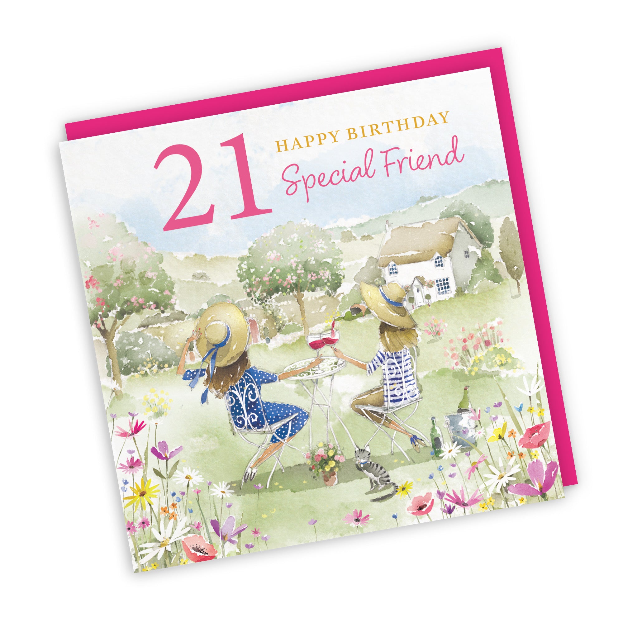 Female 21st Friend Birthday Card Countryside Garden Milo's Gallery - Default Title (RT06371)