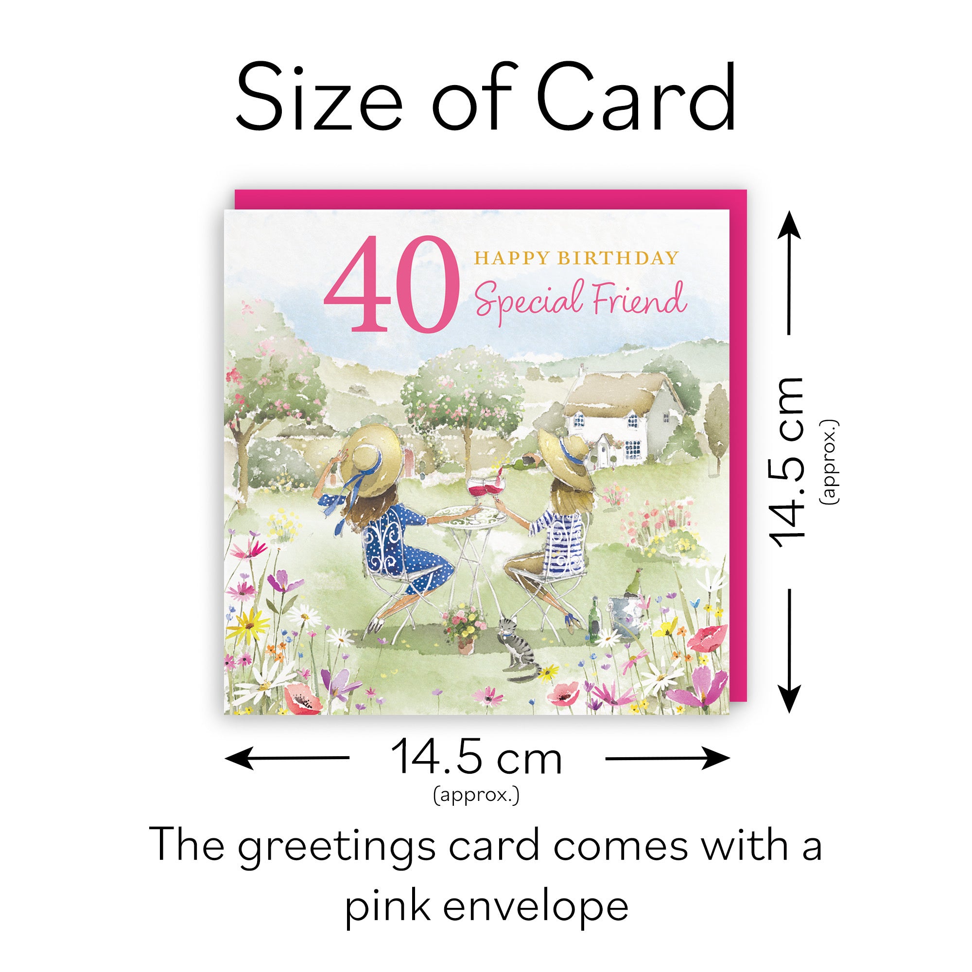 Female 40th Friend Birthday Card Countryside Garden Milo's Gallery - Default Title (RT06373)