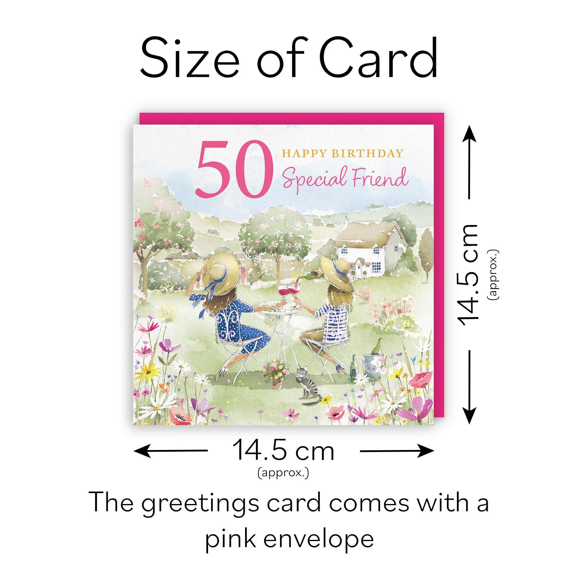 Female 50th Friend Birthday Card Countryside Garden Milo's Gallery - Default Title (RT06374)