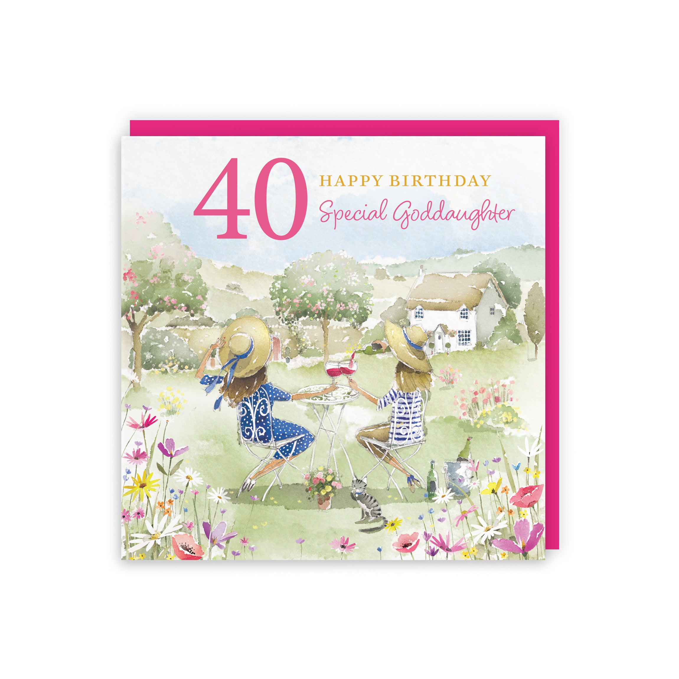 40th Goddaughter Birthday Card Countryside Garden Milo's Gallery - Default Title (RT06381)