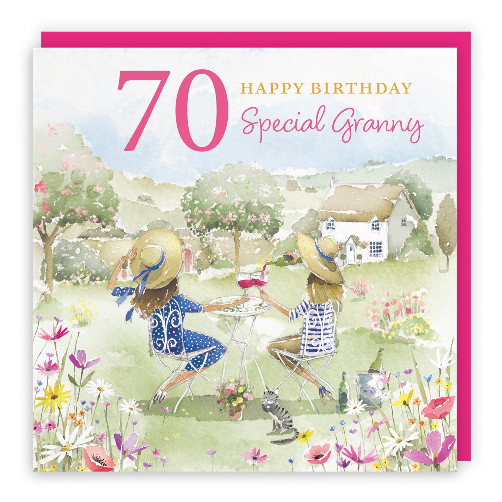 70th Granny Birthday Card Countryside Garden Milo's Gallery - Default Title (RT06389)