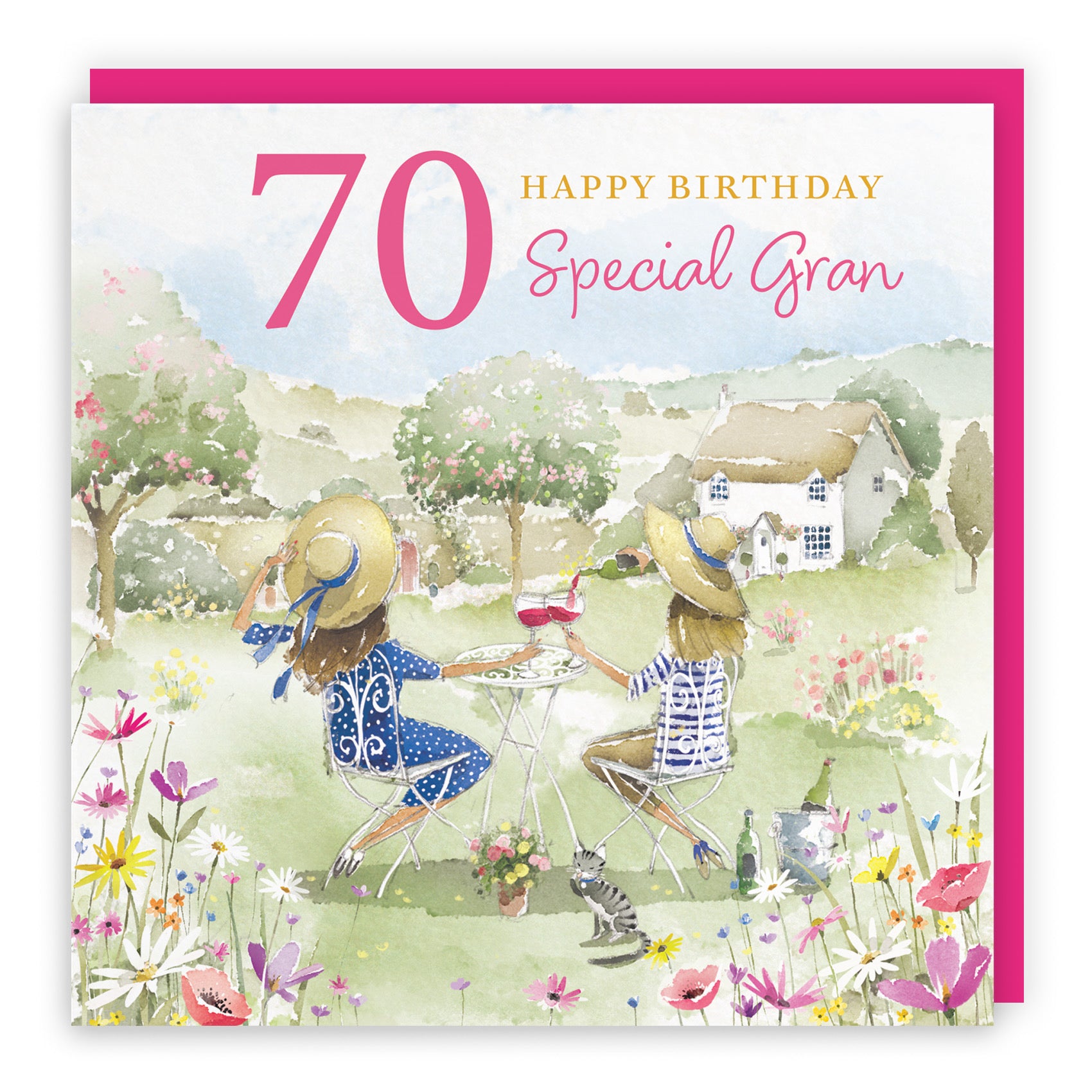 70th Gran Birthday Card Countryside Garden Milo's Gallery - Default Title (RT06390)
