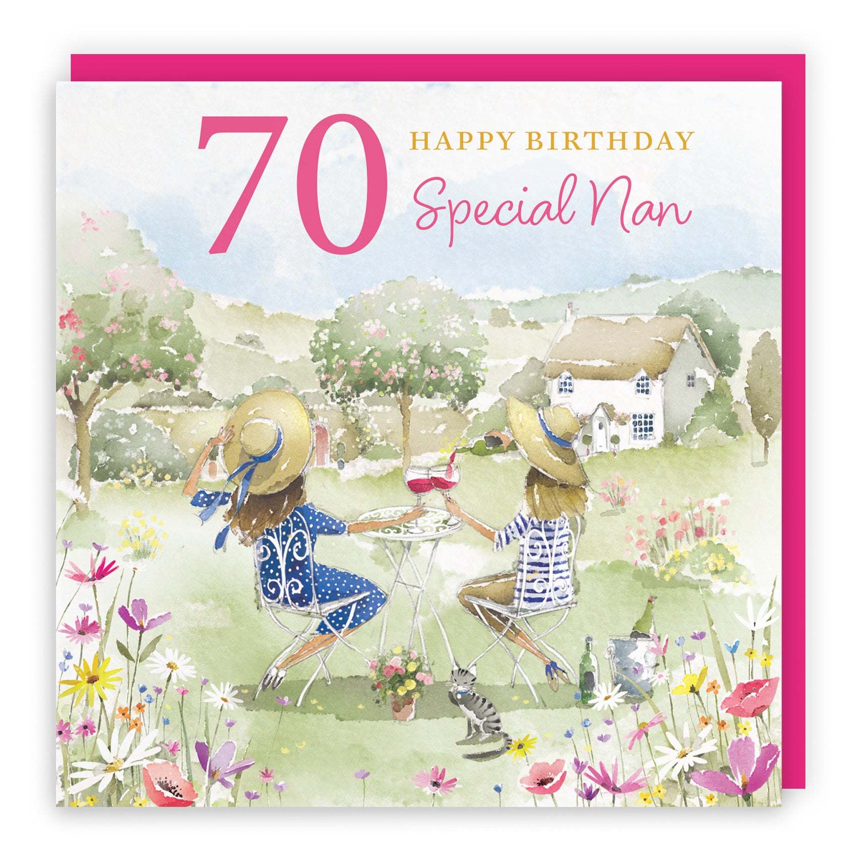 70th Nan Birthday Card Countryside Garden Milo's Gallery - Default Title (RT06397)