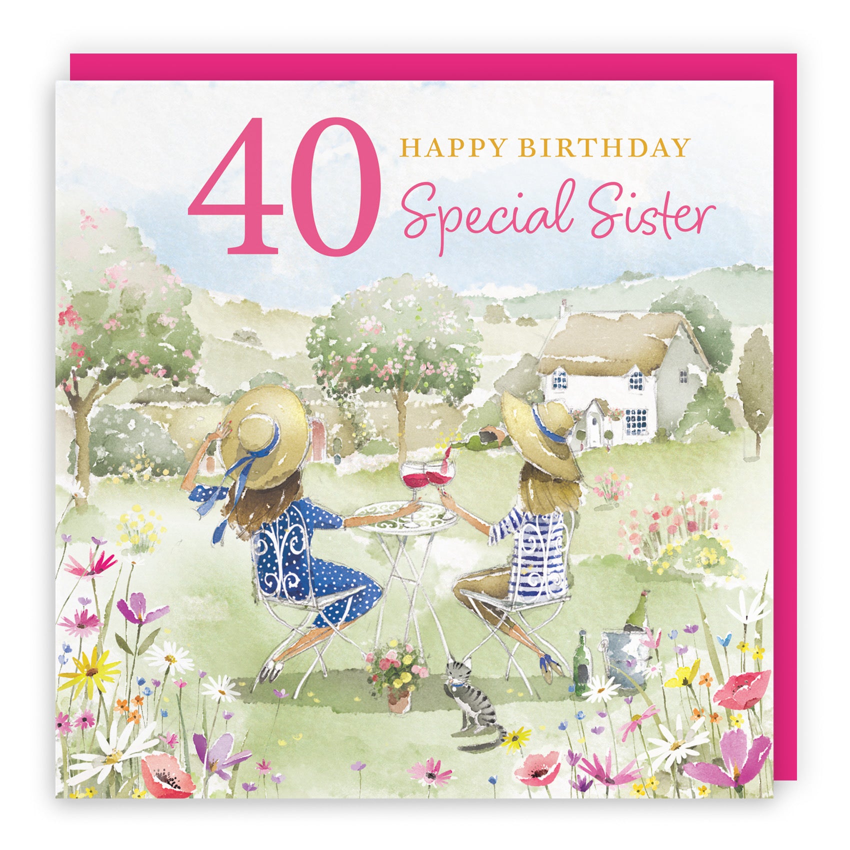 40th Sister Birthday Card Countryside Garden Milo's Gallery - Default Title (RT06406)