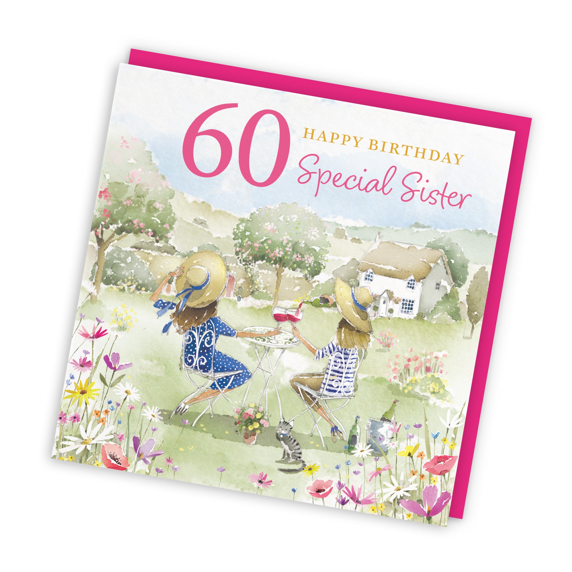 60th Sister Birthday Card Countryside Garden Milo's Gallery - Default Title (RT06408)