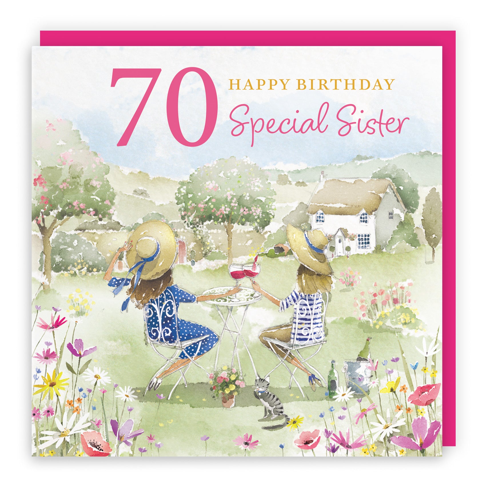 70th Sister Birthday Card Countryside Garden Milo's Gallery - Default Title (RT06410)