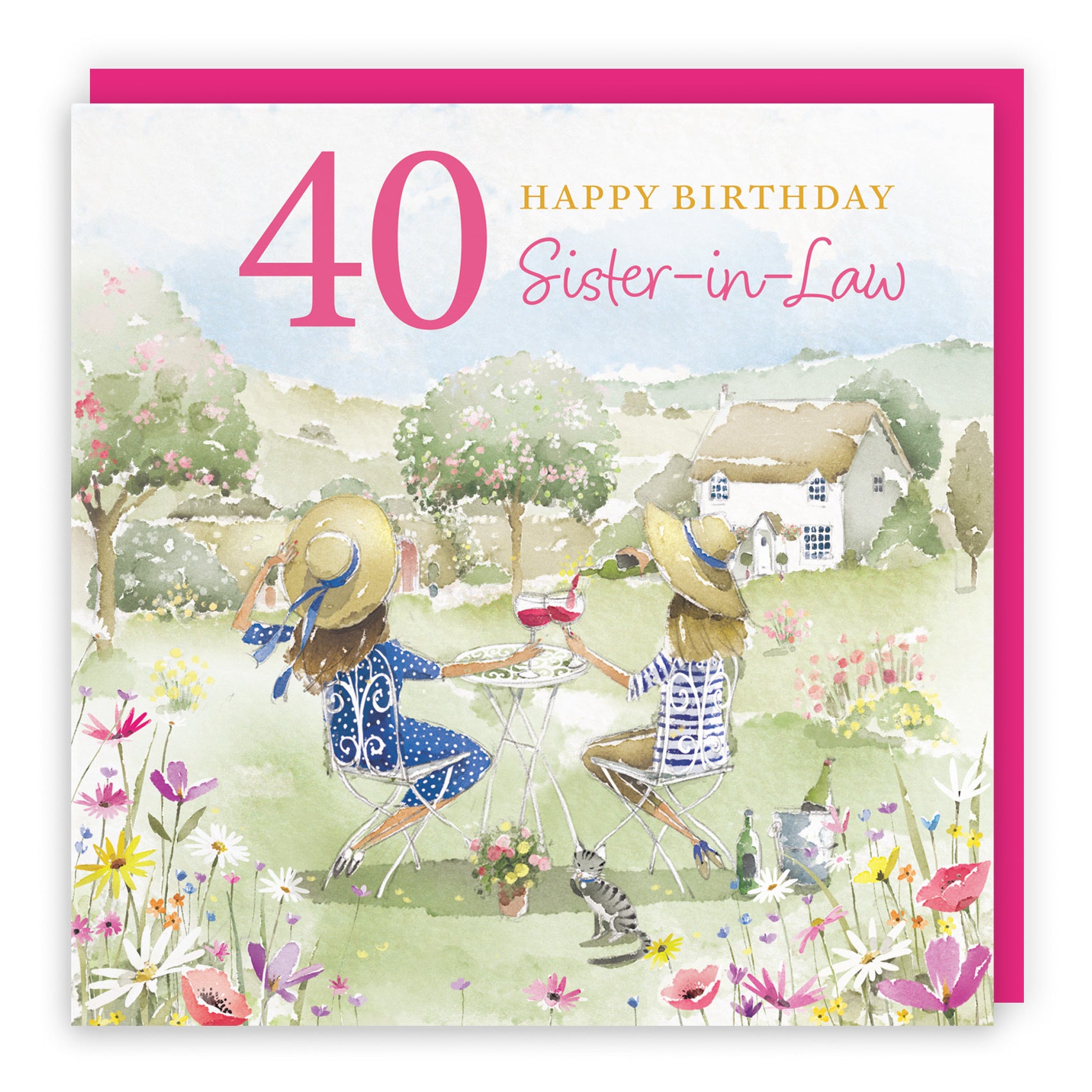 40th Sister-in-Law Birthday Card Countryside Garden Milo's Gallery - Default Title (RT06412)