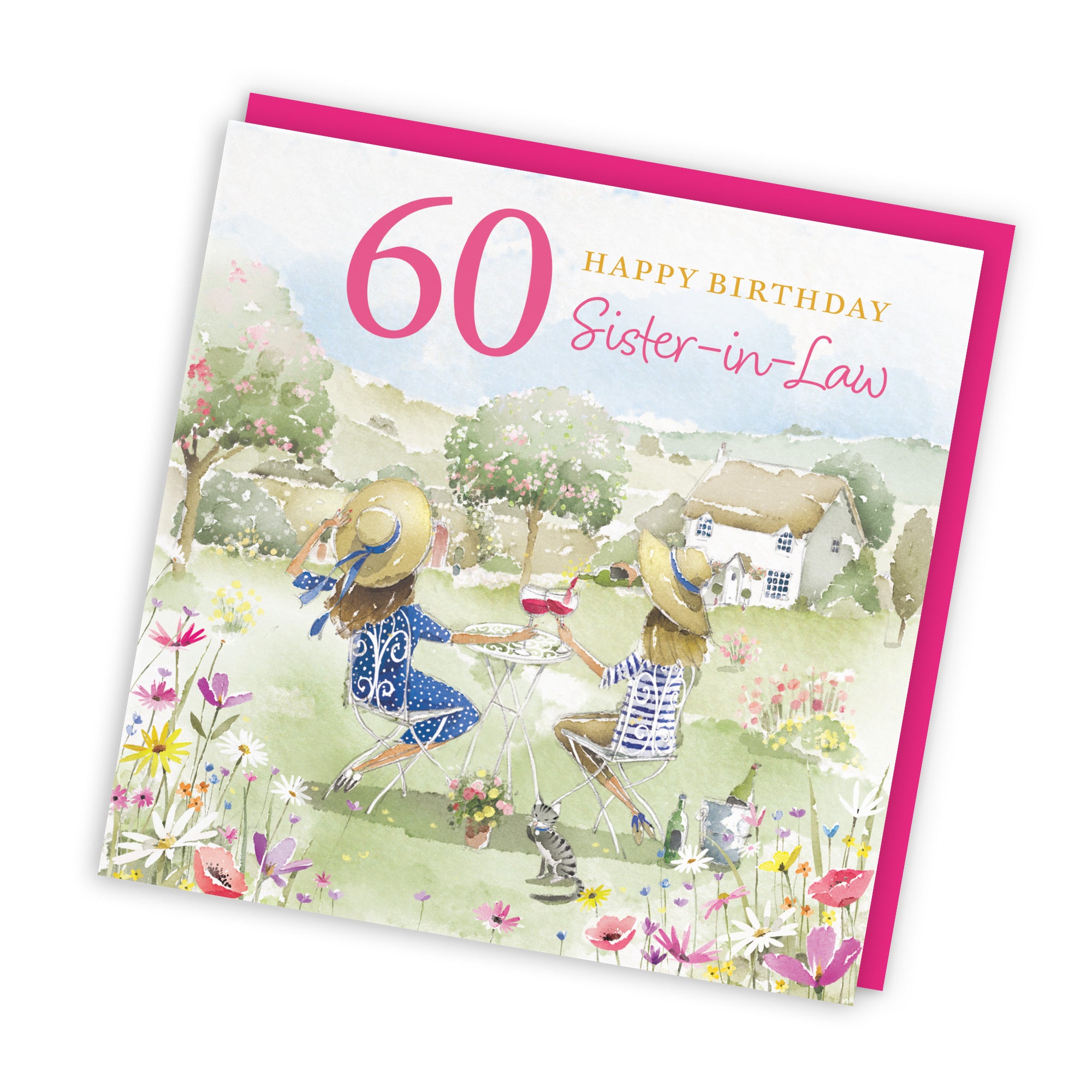 60th Sister-in-Law Birthday Card Countryside Garden Milo's Gallery - Default Title (RT06414)