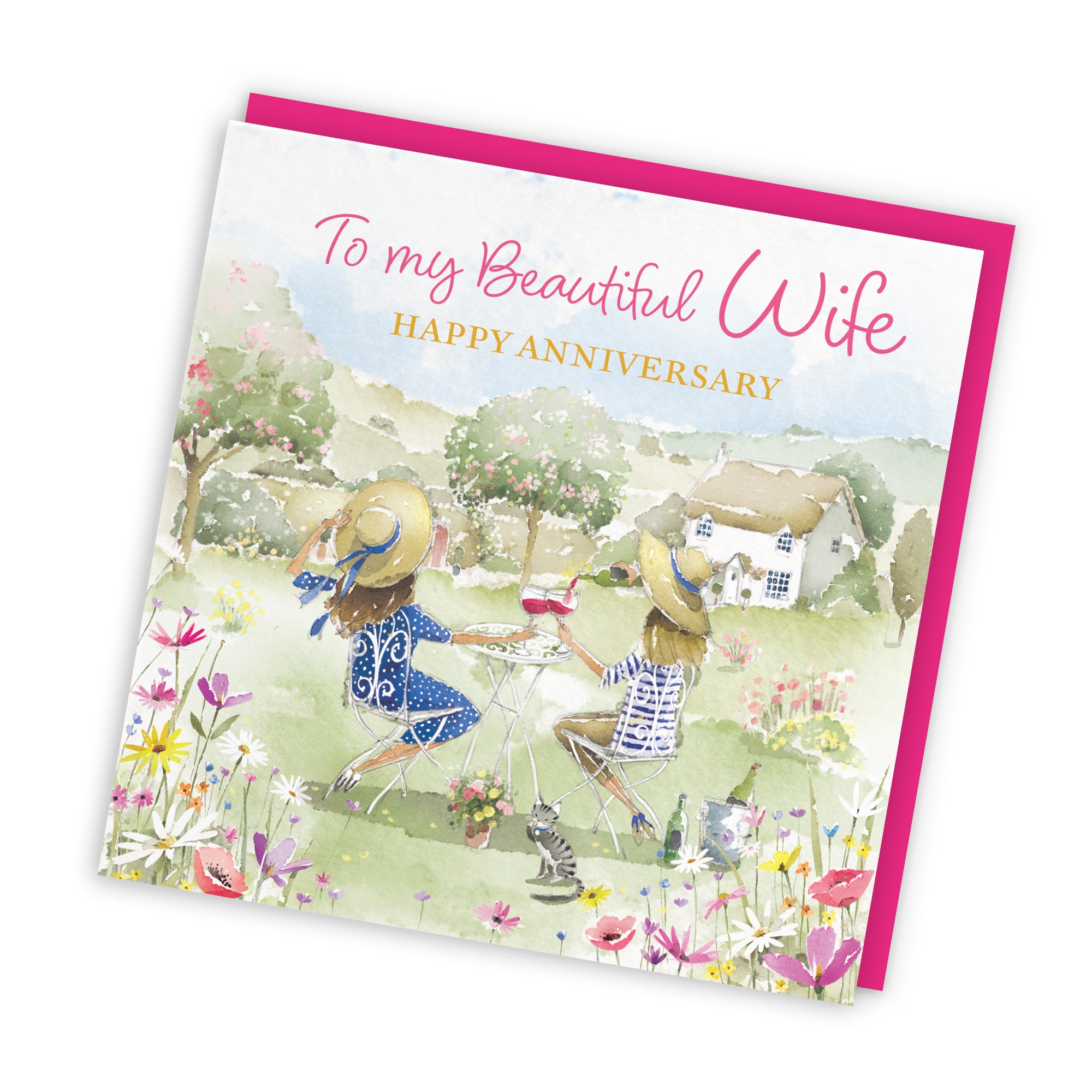 Wife Anniversary Card Countryside Garden Milo's Gallery - Default Title (RT06429)