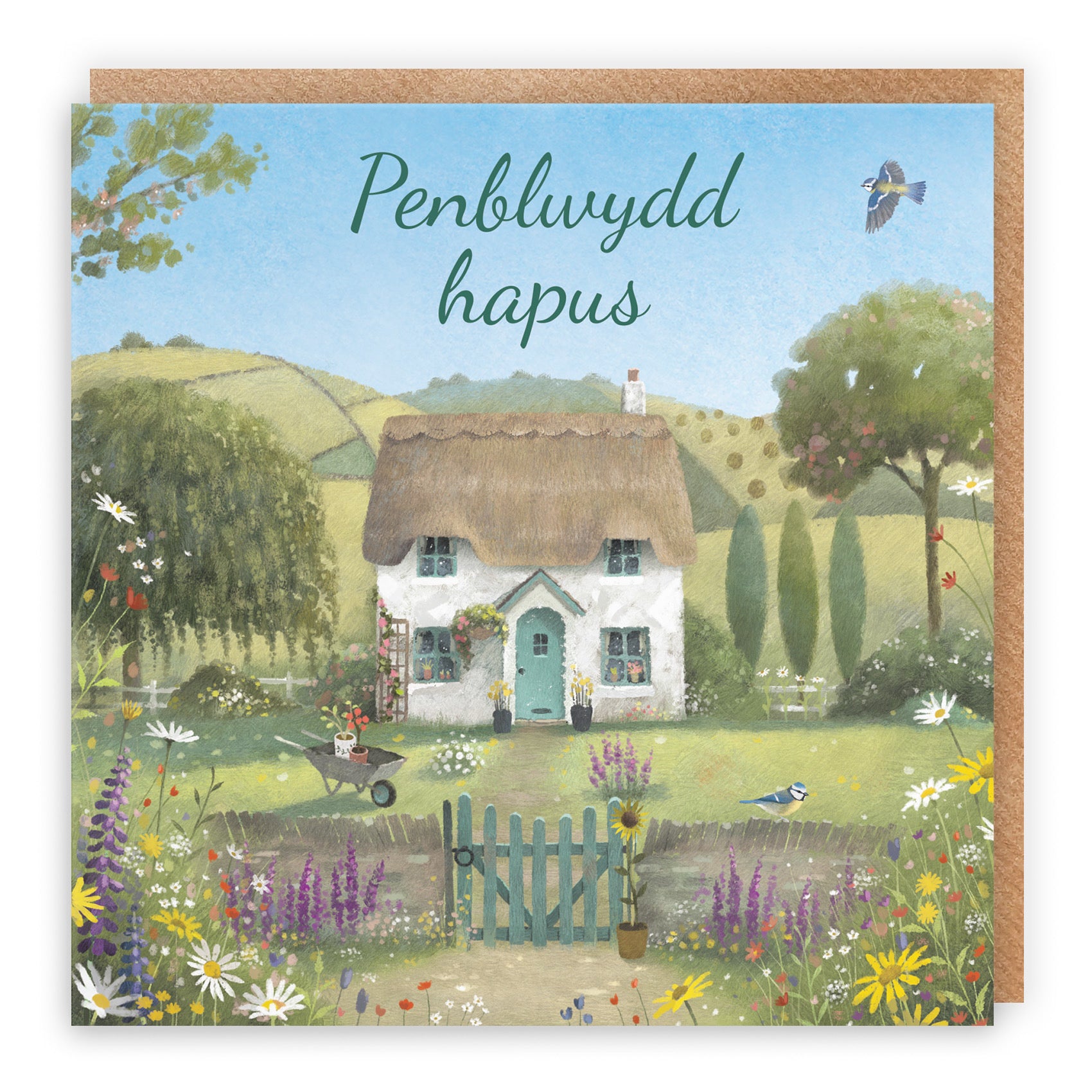 Welsh Language Birthday Card Thatched Cottage Milo's Gallery - Default Title (RT06528)
