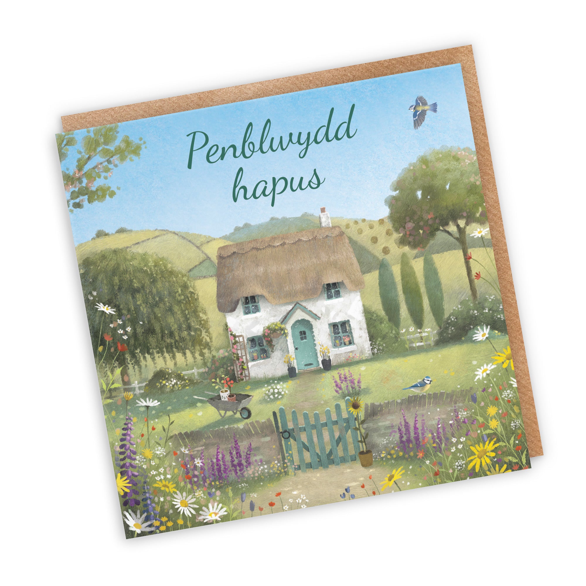 Welsh Language Birthday Card Thatched Cottage Milo's Gallery - Default Title (RT06528)
