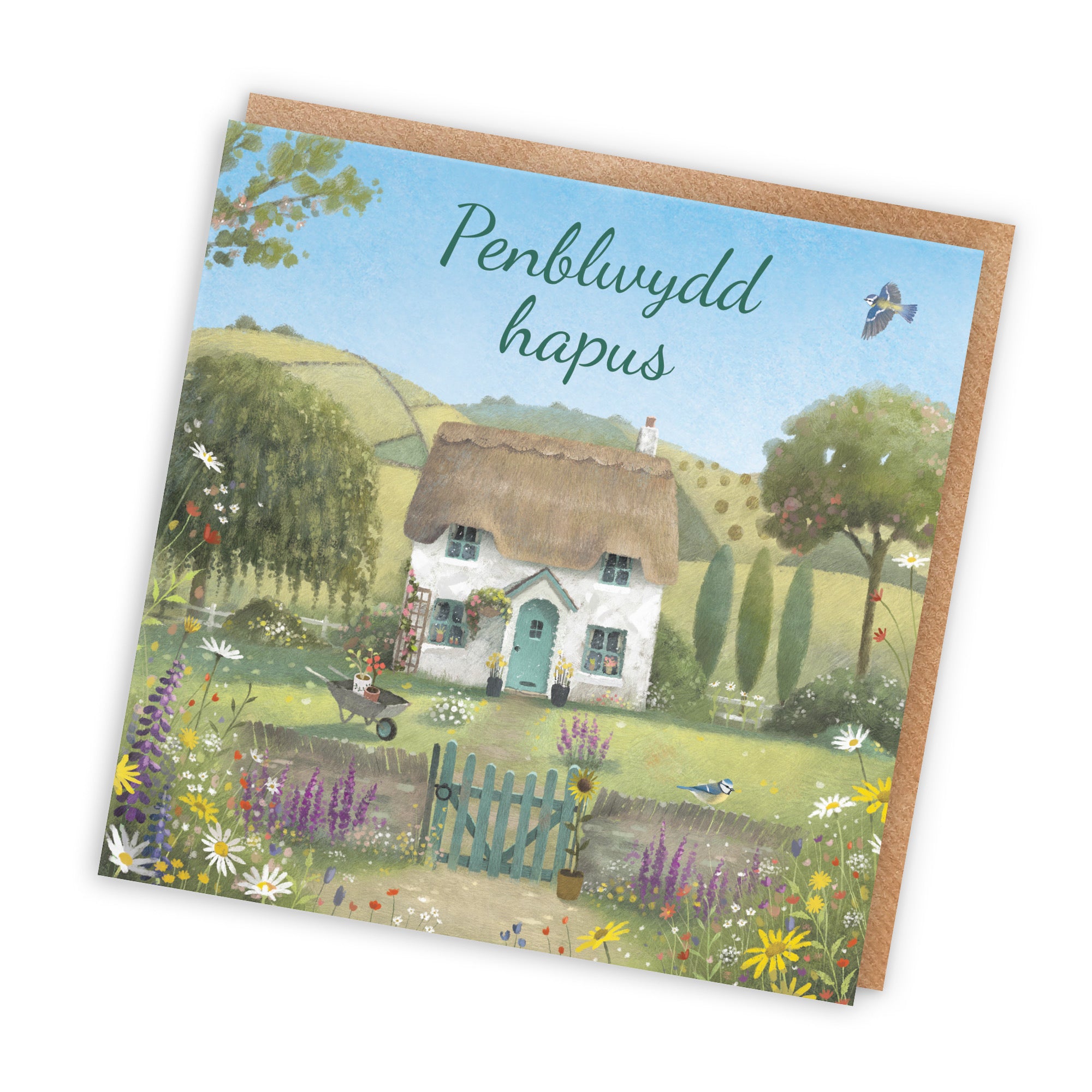 Welsh Language Birthday Card Thatched Cottage Milo's Gallery - Default Title (RT06528)