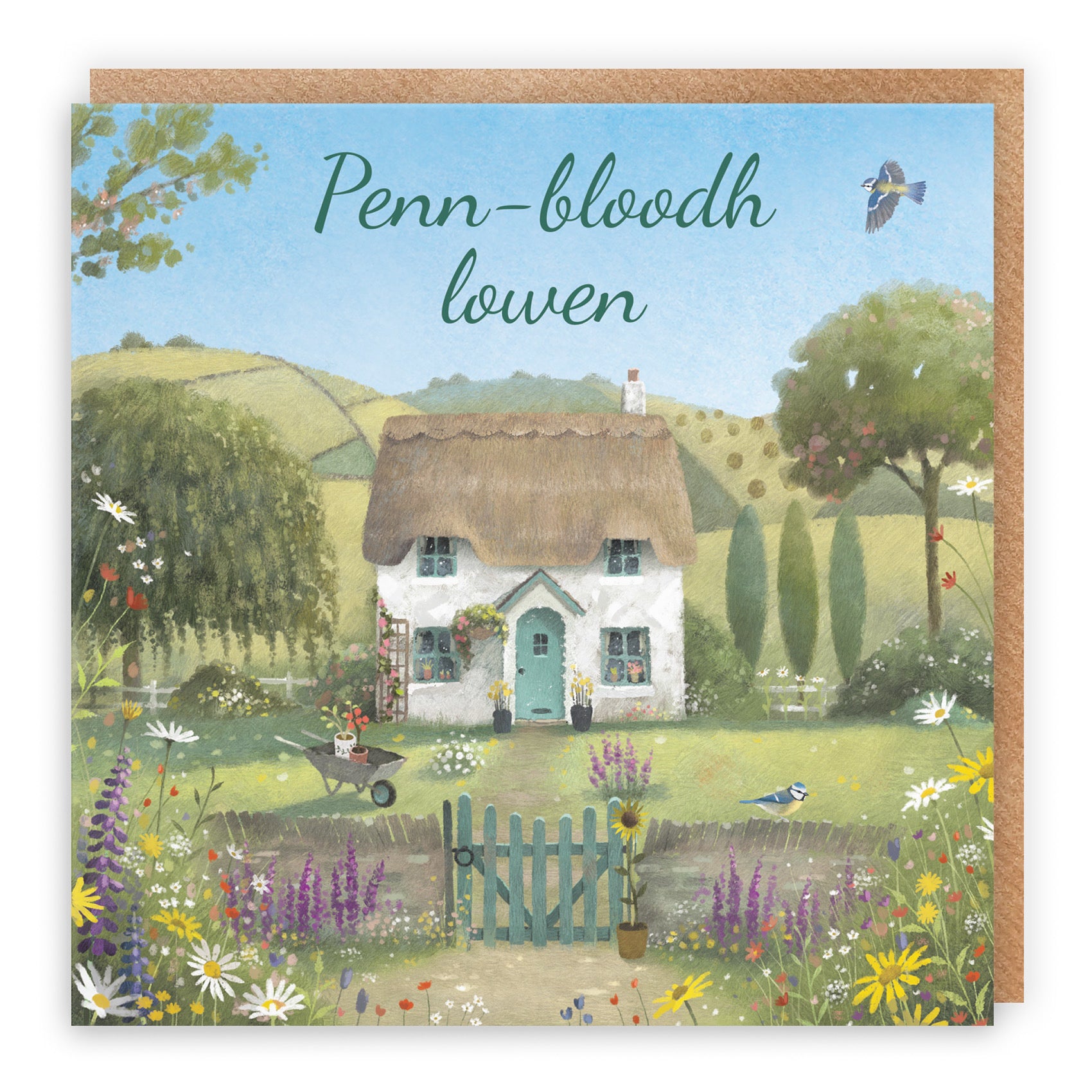 Cornish Language Birthday Card Thatched Cottage Milo's Gallery - Default Title (RT06529)