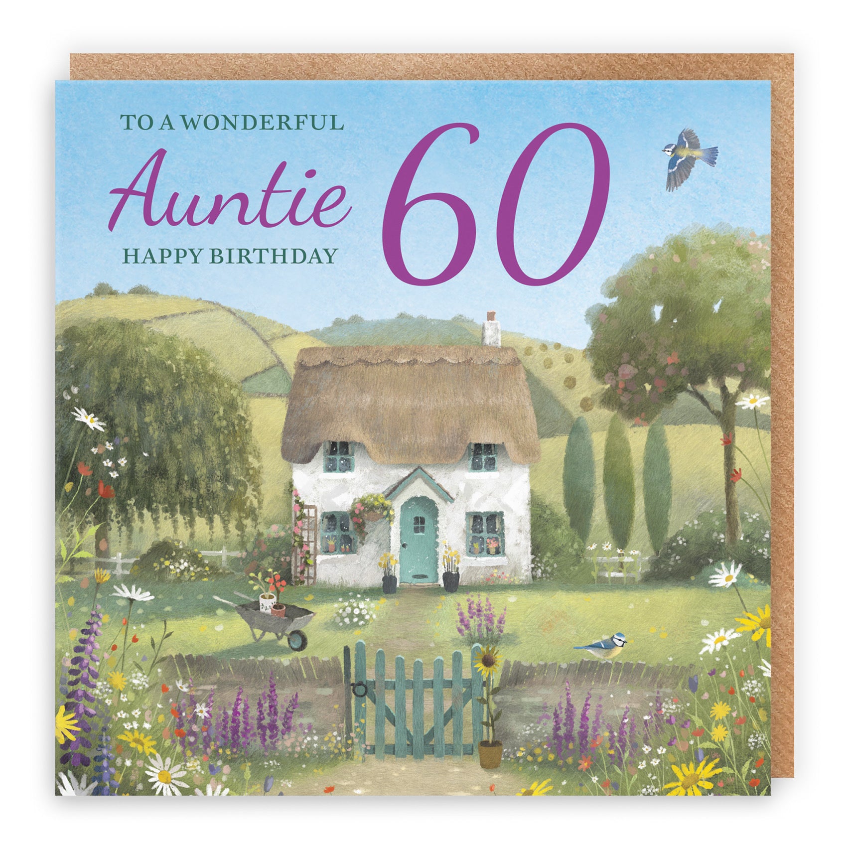 60th Auntie Birthday Card Thatched Cottage Milo's Gallery - Default Title (RT06568)