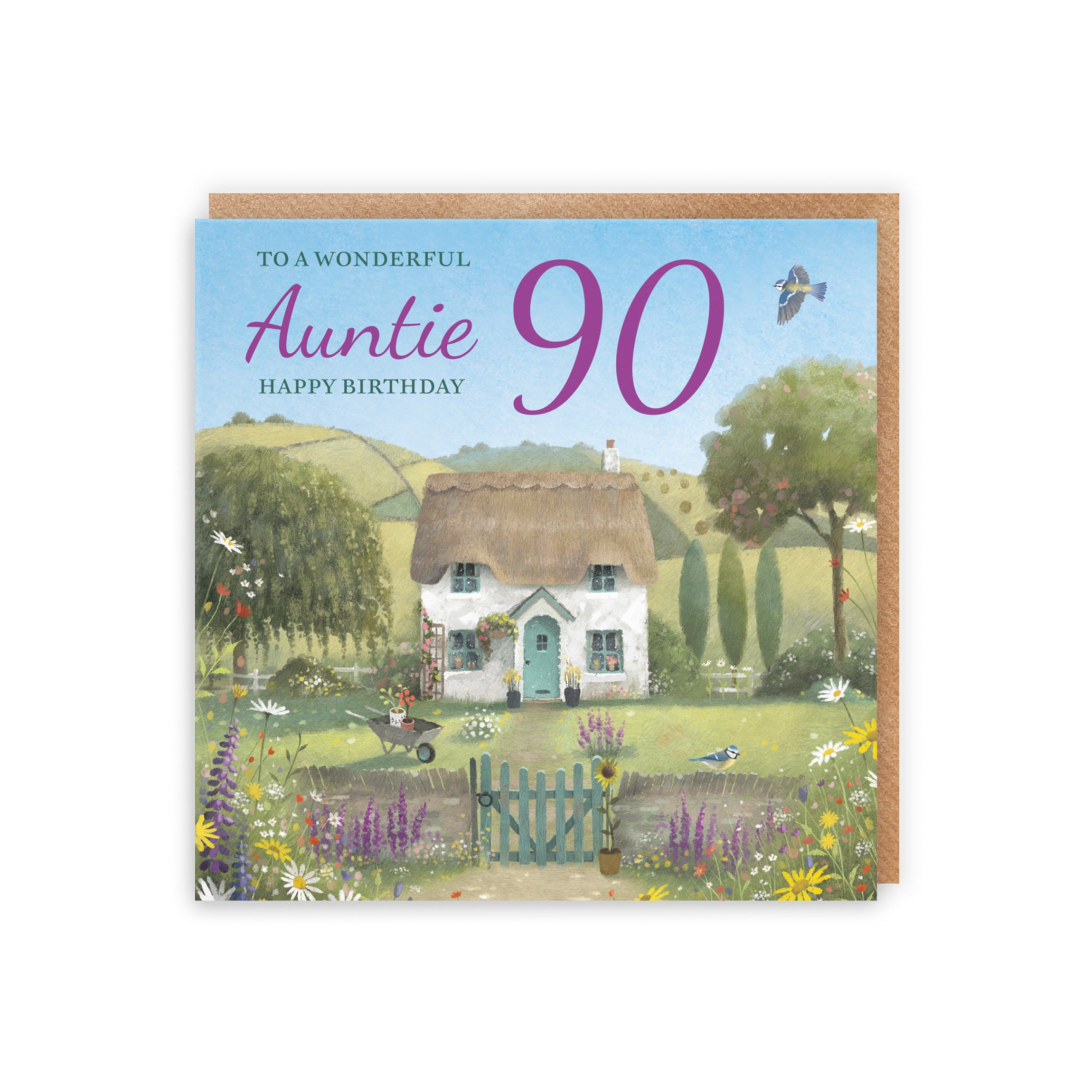 90th Auntie Birthday Card Thatched Cottage Milo's Gallery - Default Title (RT06574)