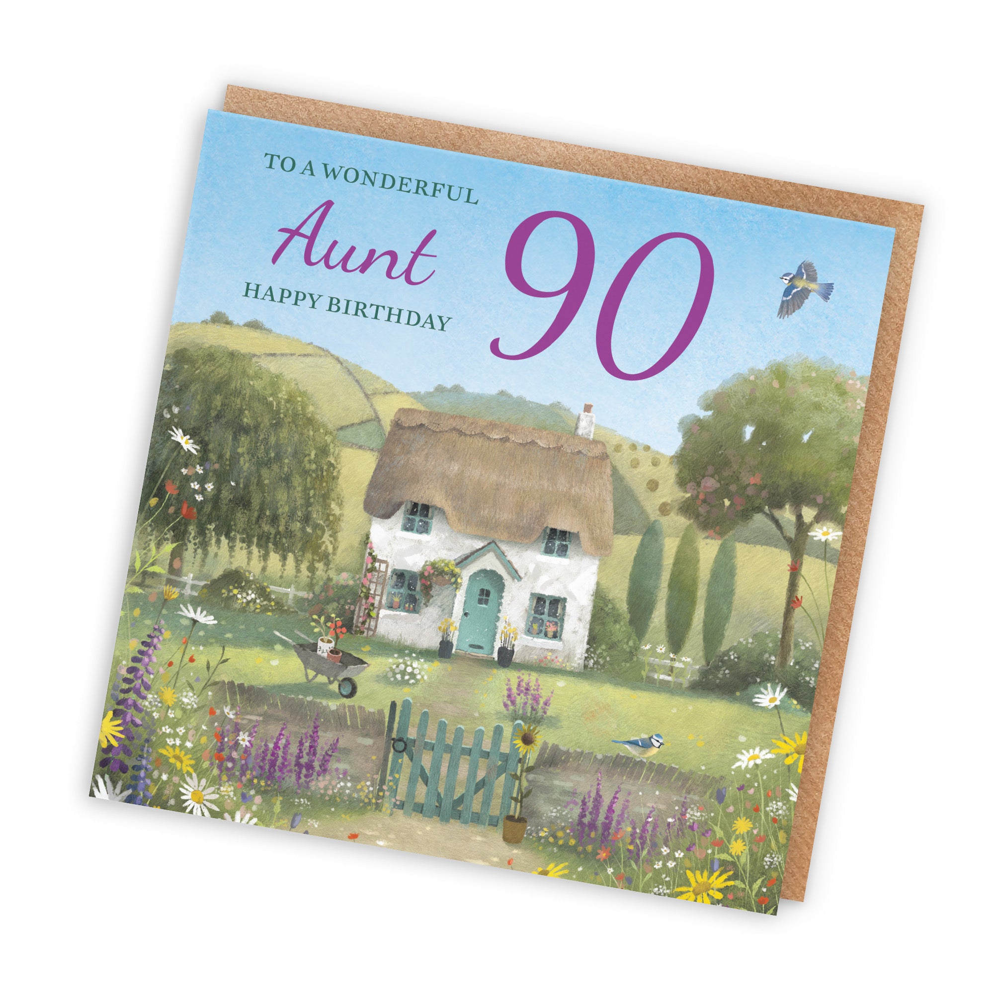 90th Aunt Birthday Card Thatched Cottage Milo's Gallery - Default Title (RT06582)