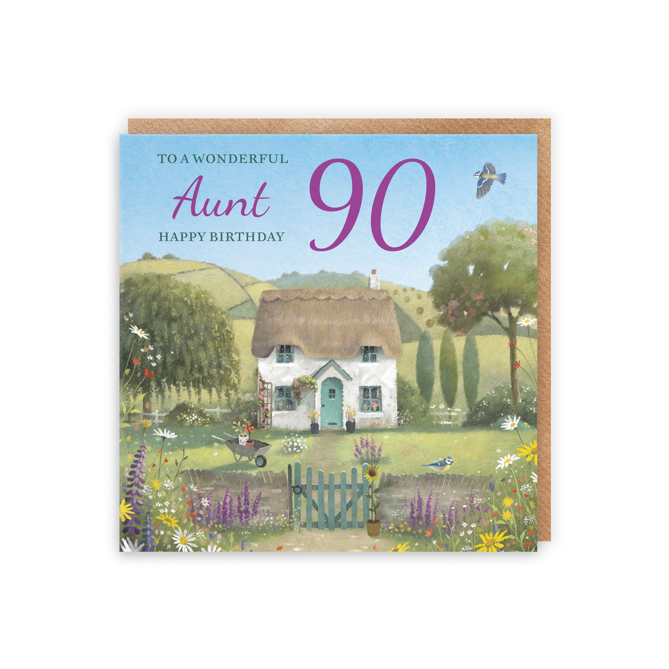 90th Aunt Birthday Card Thatched Cottage Milo's Gallery - Default Title (RT06582)