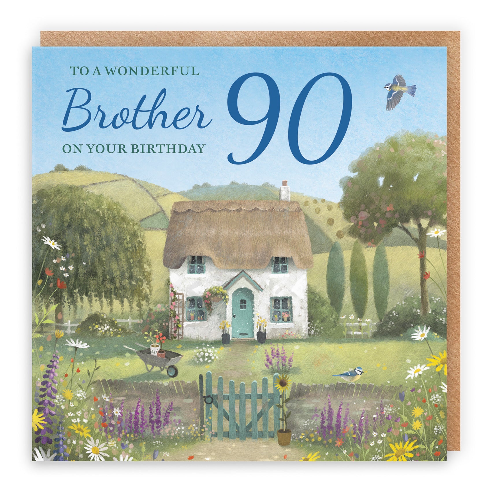 90th Brother Birthday Card Thatched Cottage Milo's Gallery - Default Title (RT06593)
