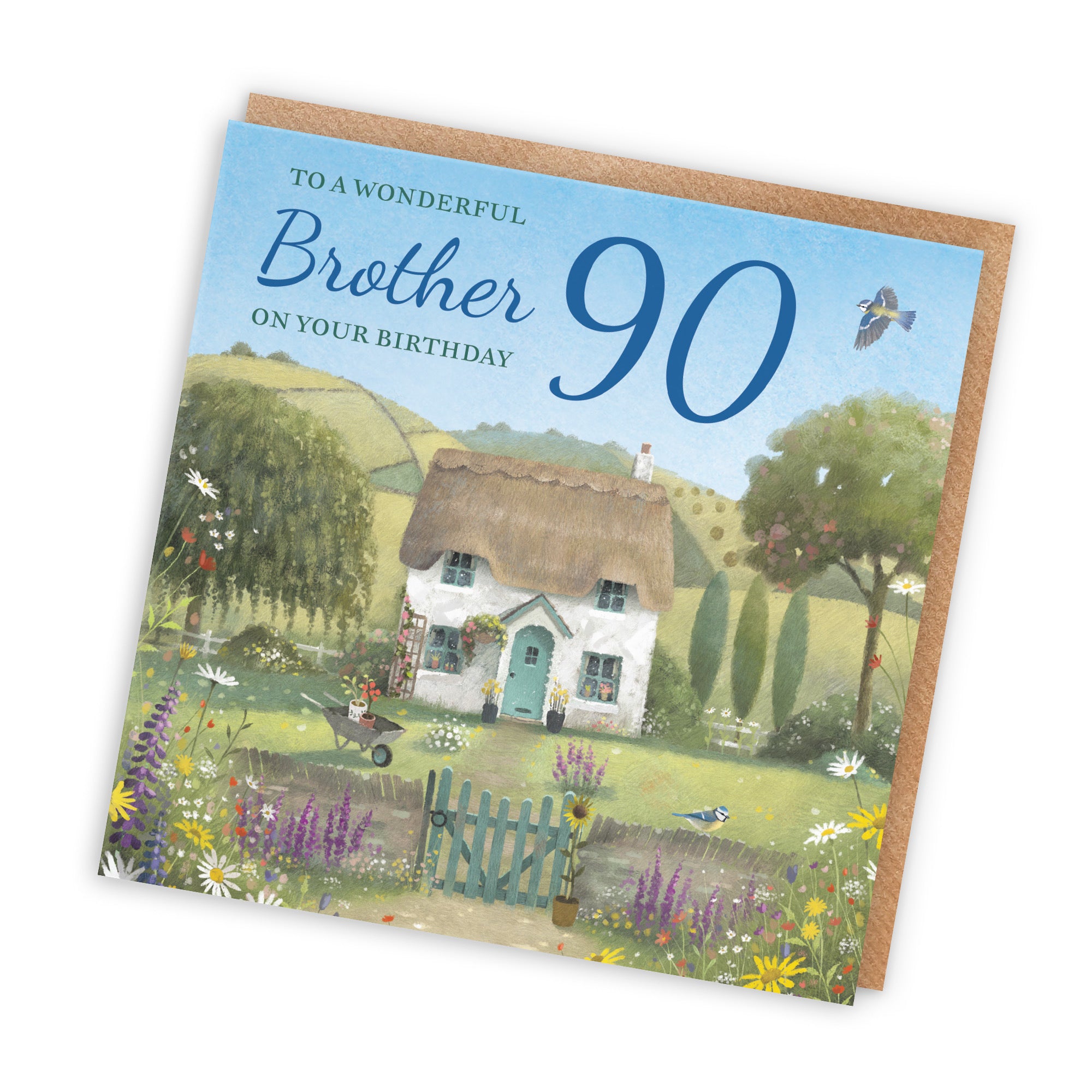 90th Brother Birthday Card Thatched Cottage Milo's Gallery - Default Title (RT06593)