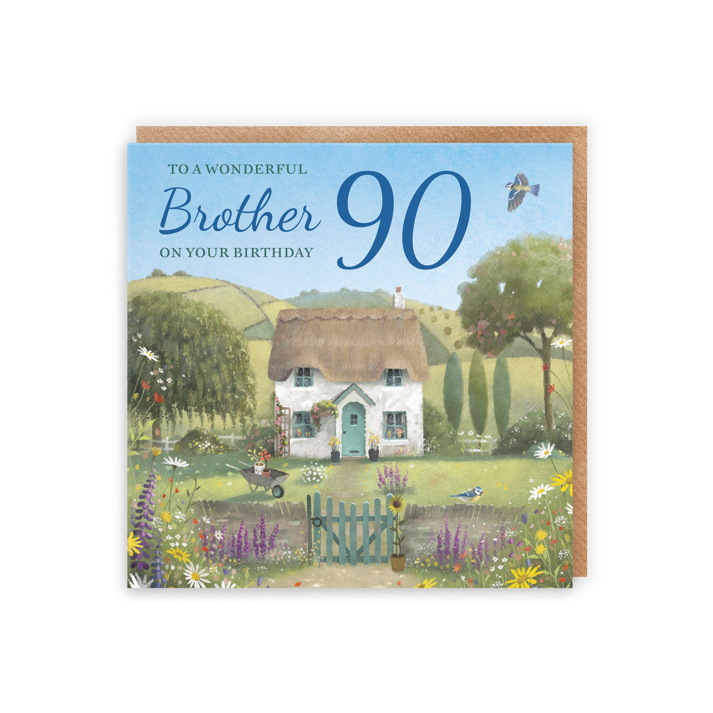 90th Brother Birthday Card Thatched Cottage Milo's Gallery - Default Title (RT06593)