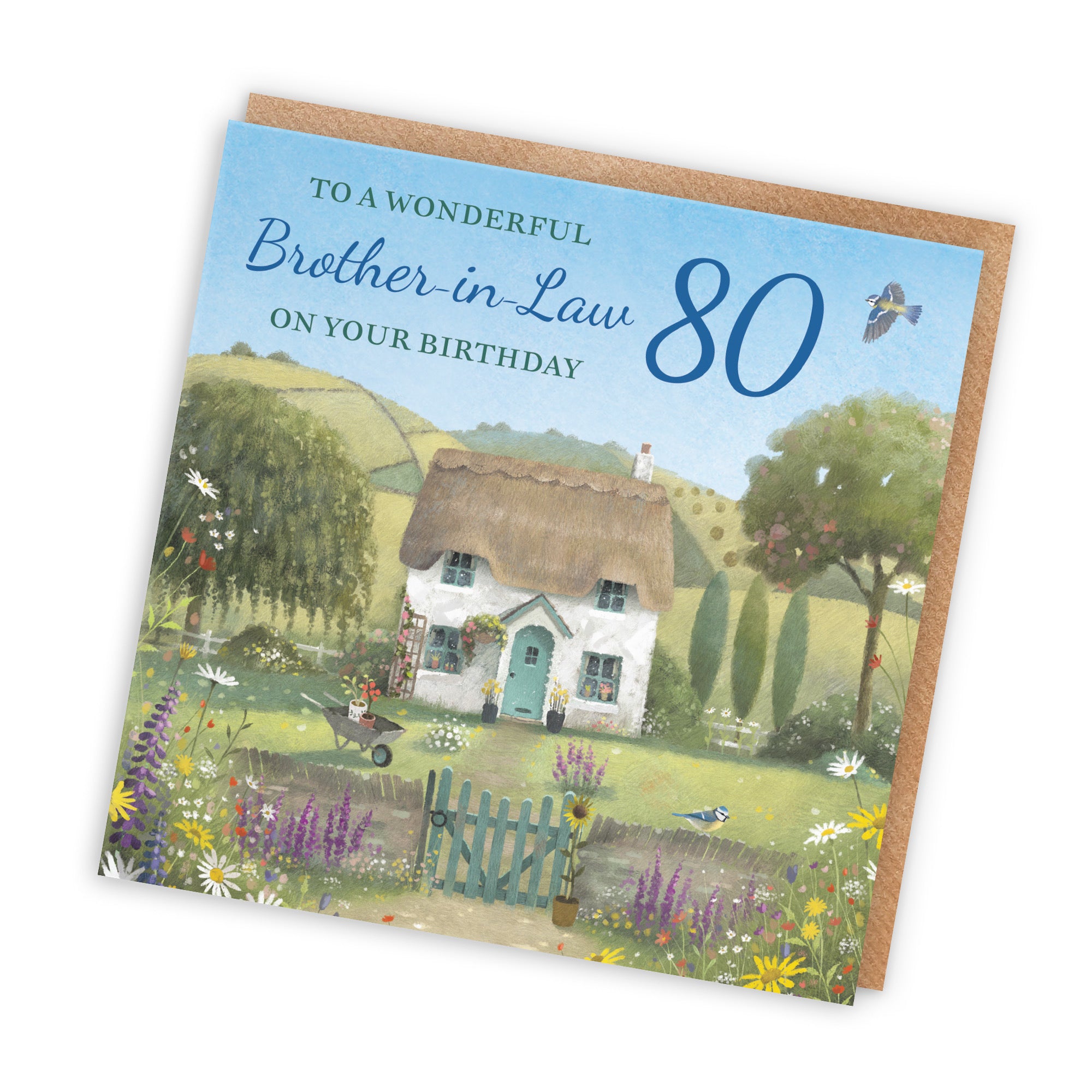 80th Brother-in-Law Birthday Card Thatched Cottage Milo's Gallery - Default Title (RT06600)