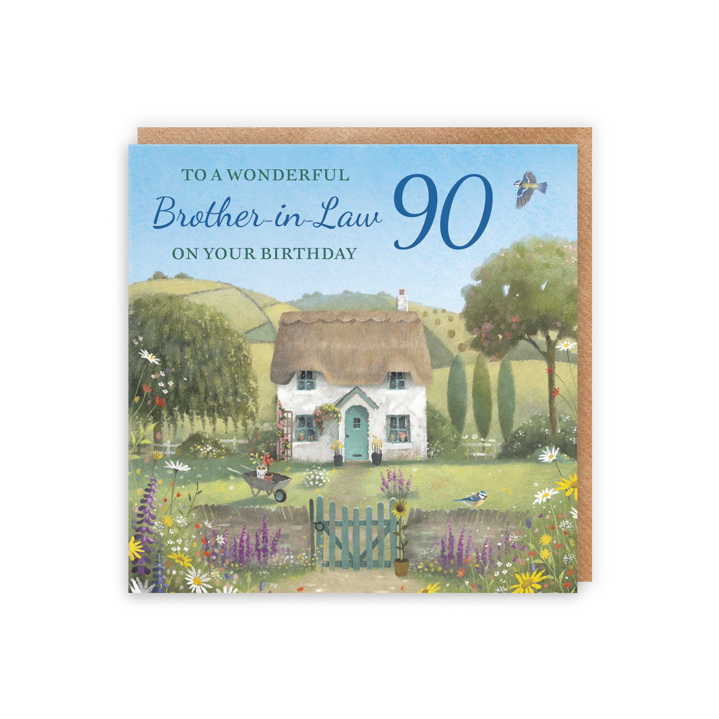 90th Brother-in-Law Birthday Card Thatched Cottage Milo's Gallery - Default Title (RT06601)
