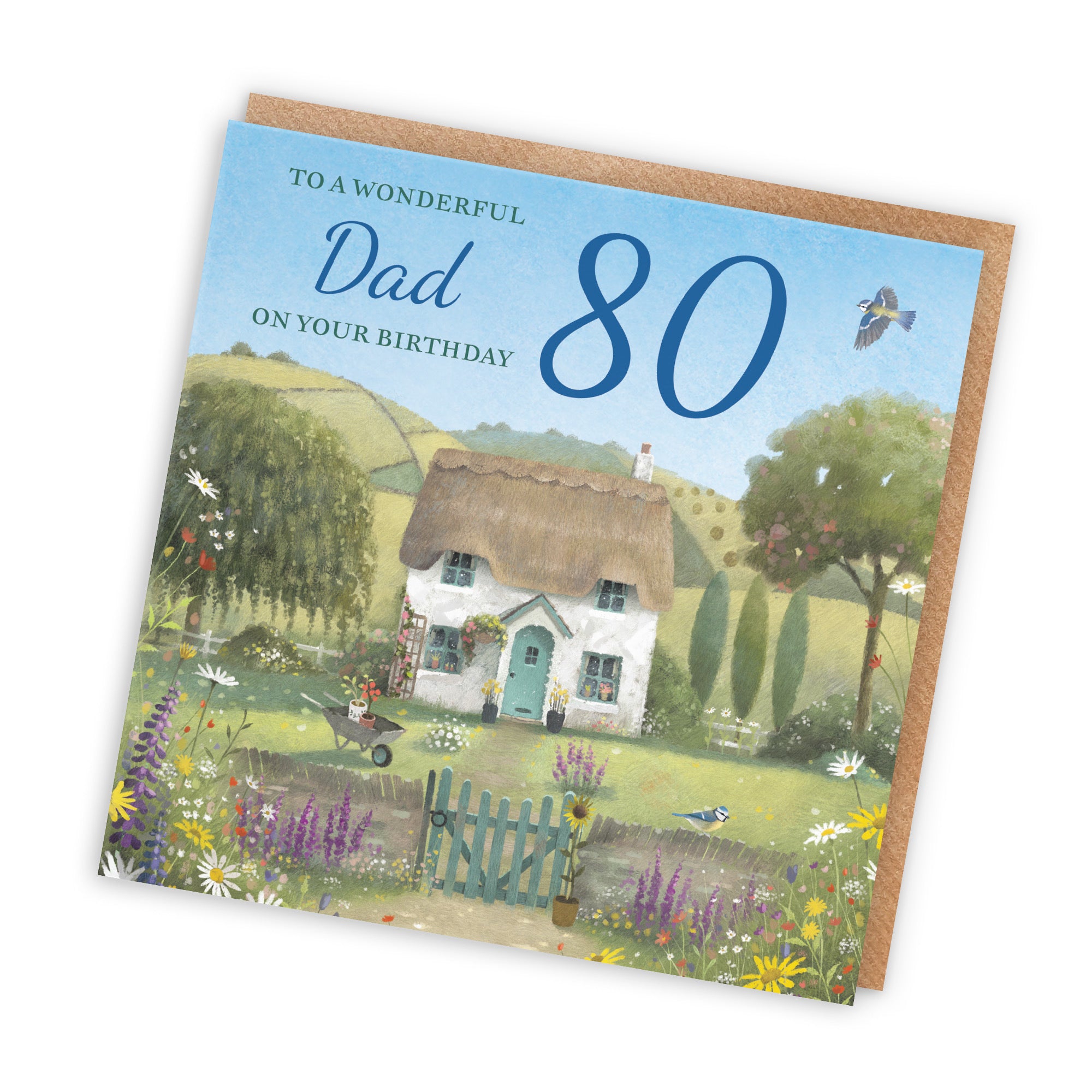 80th Dad Birthday Card Thatched Cottage Milo's Gallery - Default Title (RT06615)