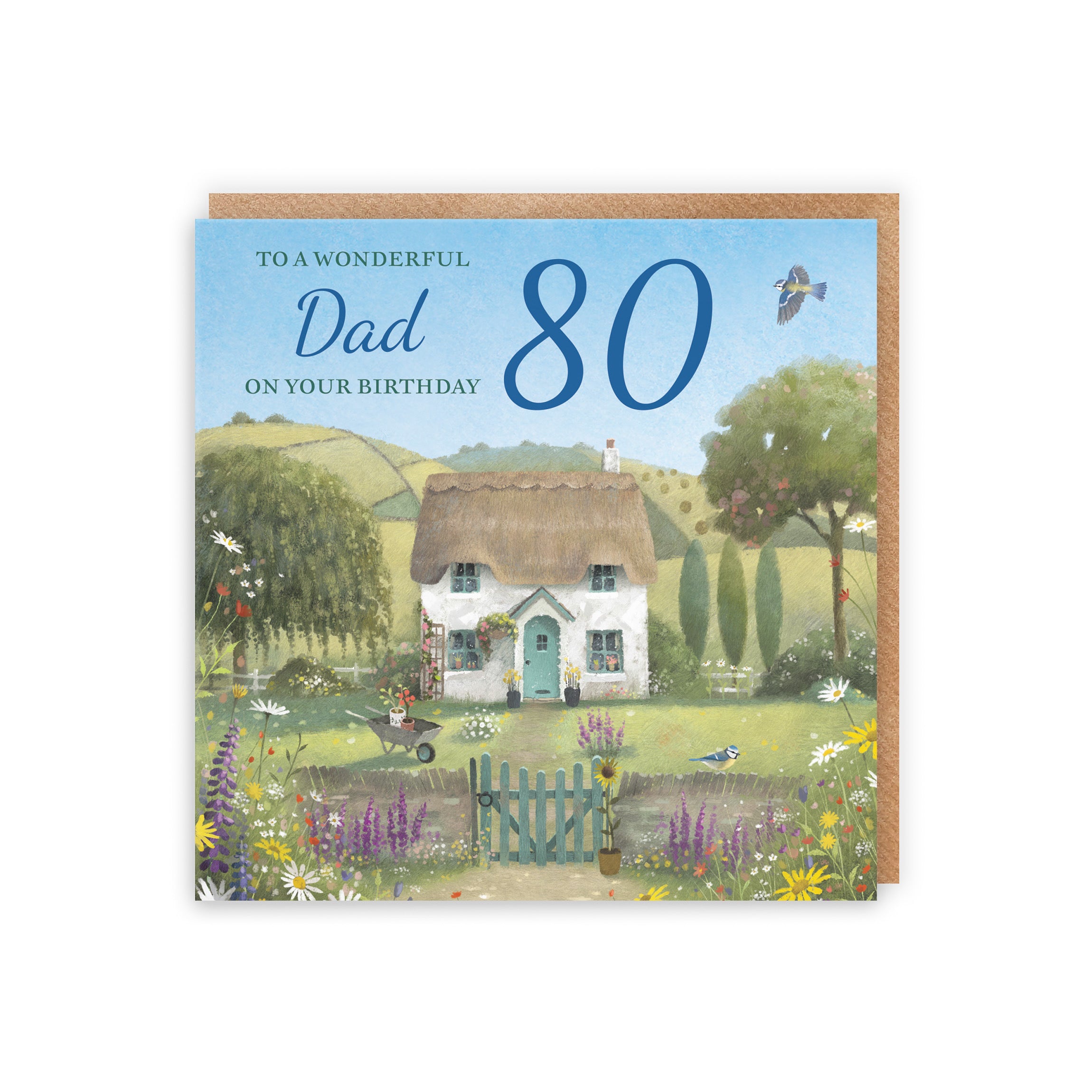 80th Dad Birthday Card Thatched Cottage Milo's Gallery - Default Title (RT06615)
