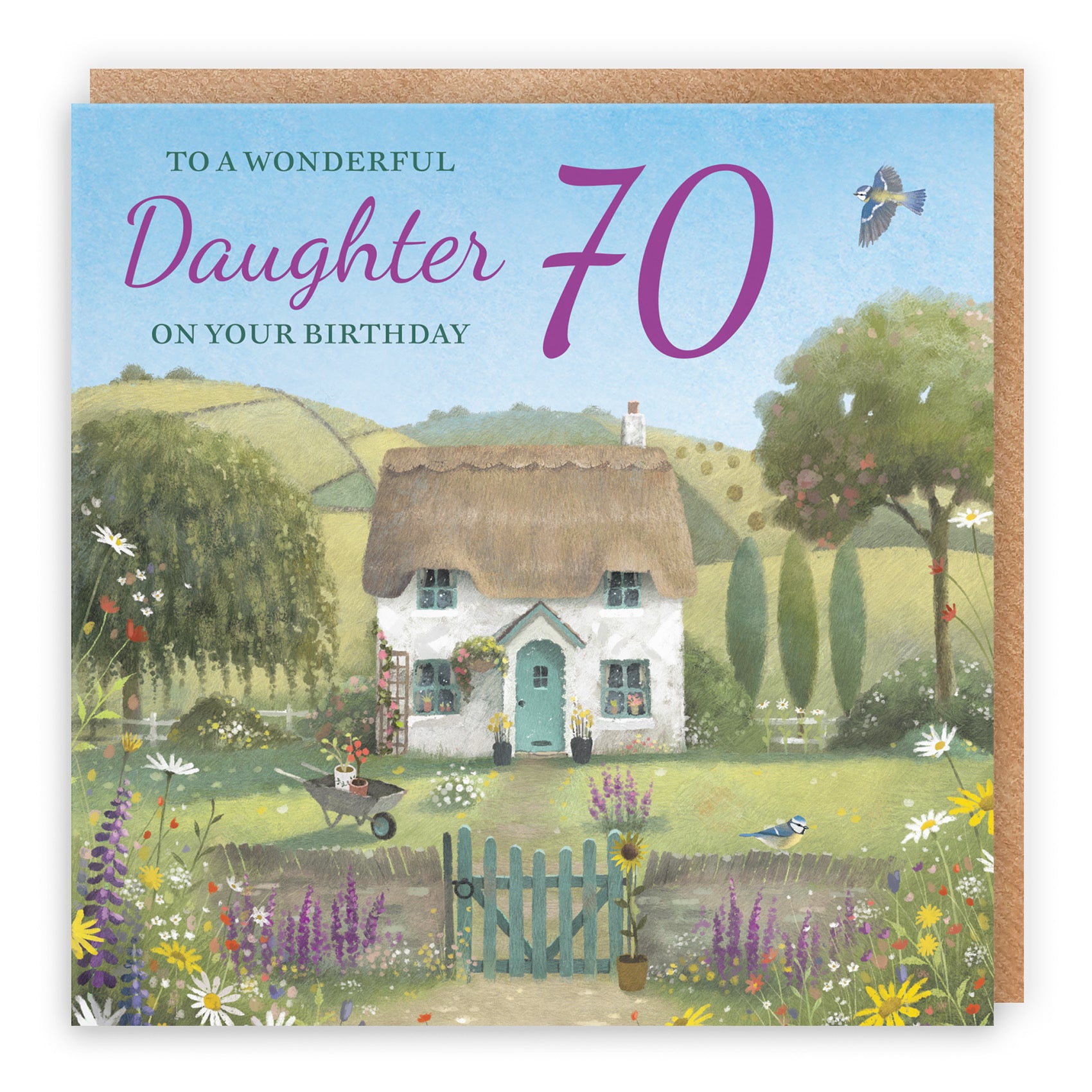 70th Daughter Birthday Card Thatched Cottage Milo's Gallery - Default Title (RT06629)
