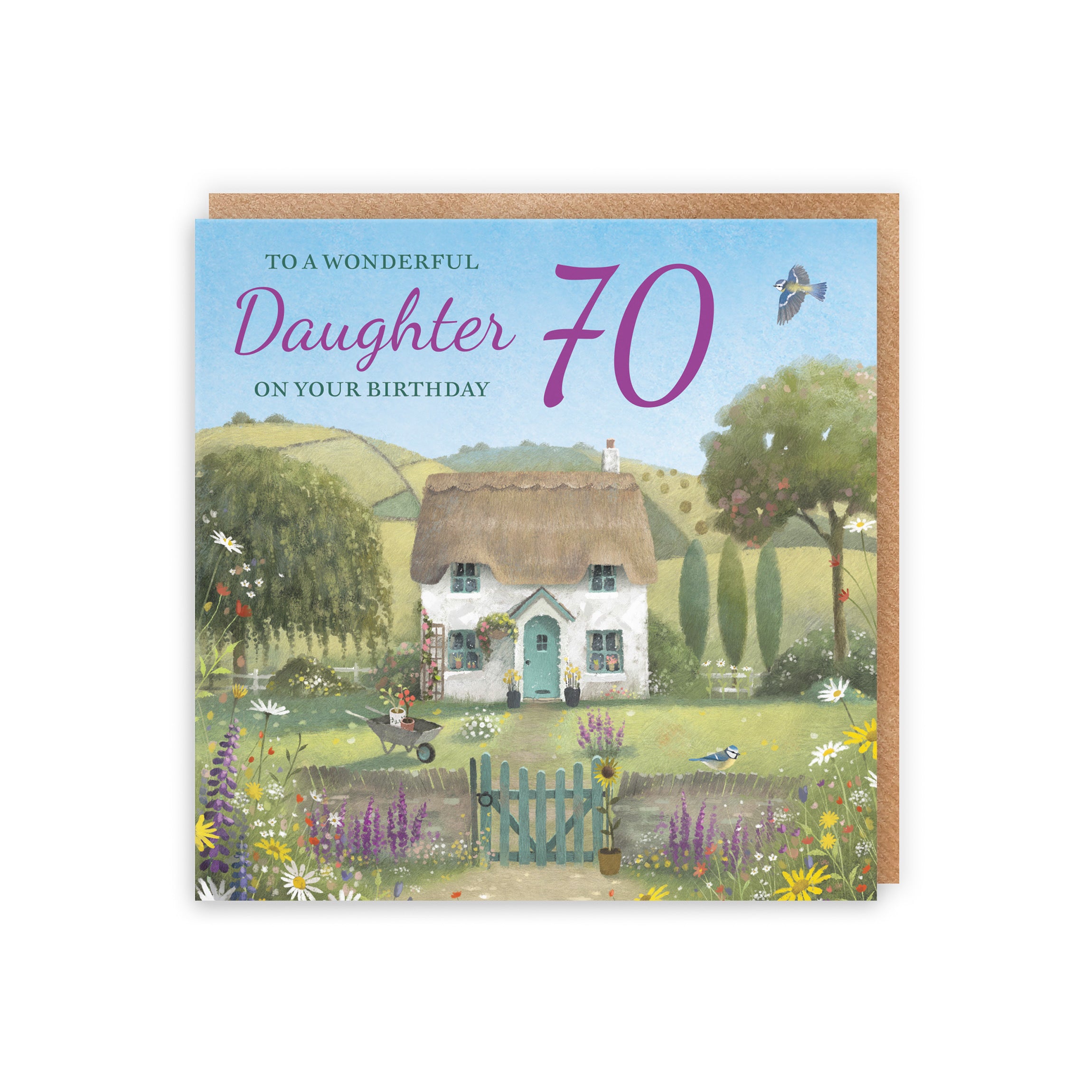 70th Daughter Birthday Card Thatched Cottage Milo's Gallery - Default Title (RT06629)