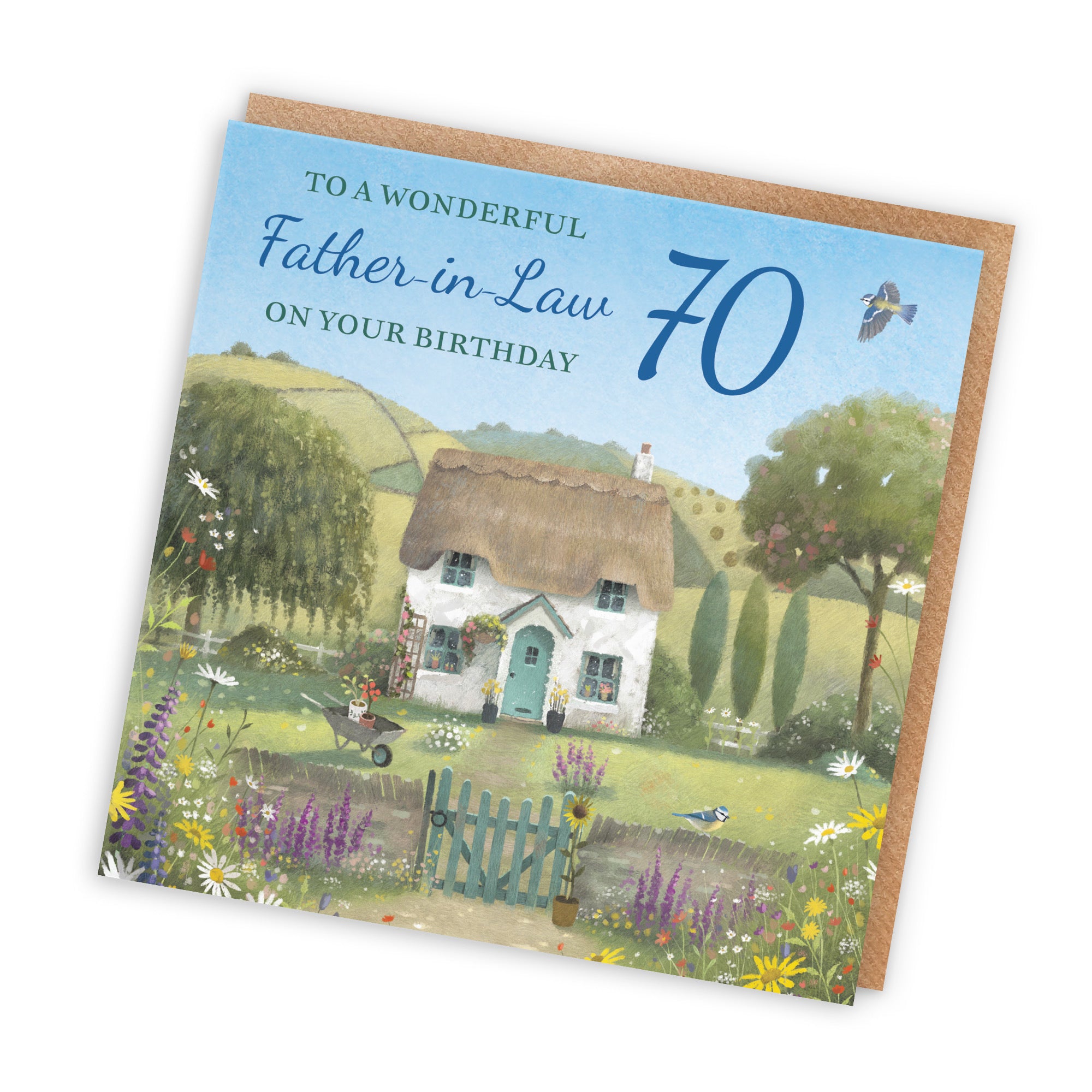 70th Father-in-Law Birthday Card Thatched Cottage Milo's Gallery - Default Title (RT06634)