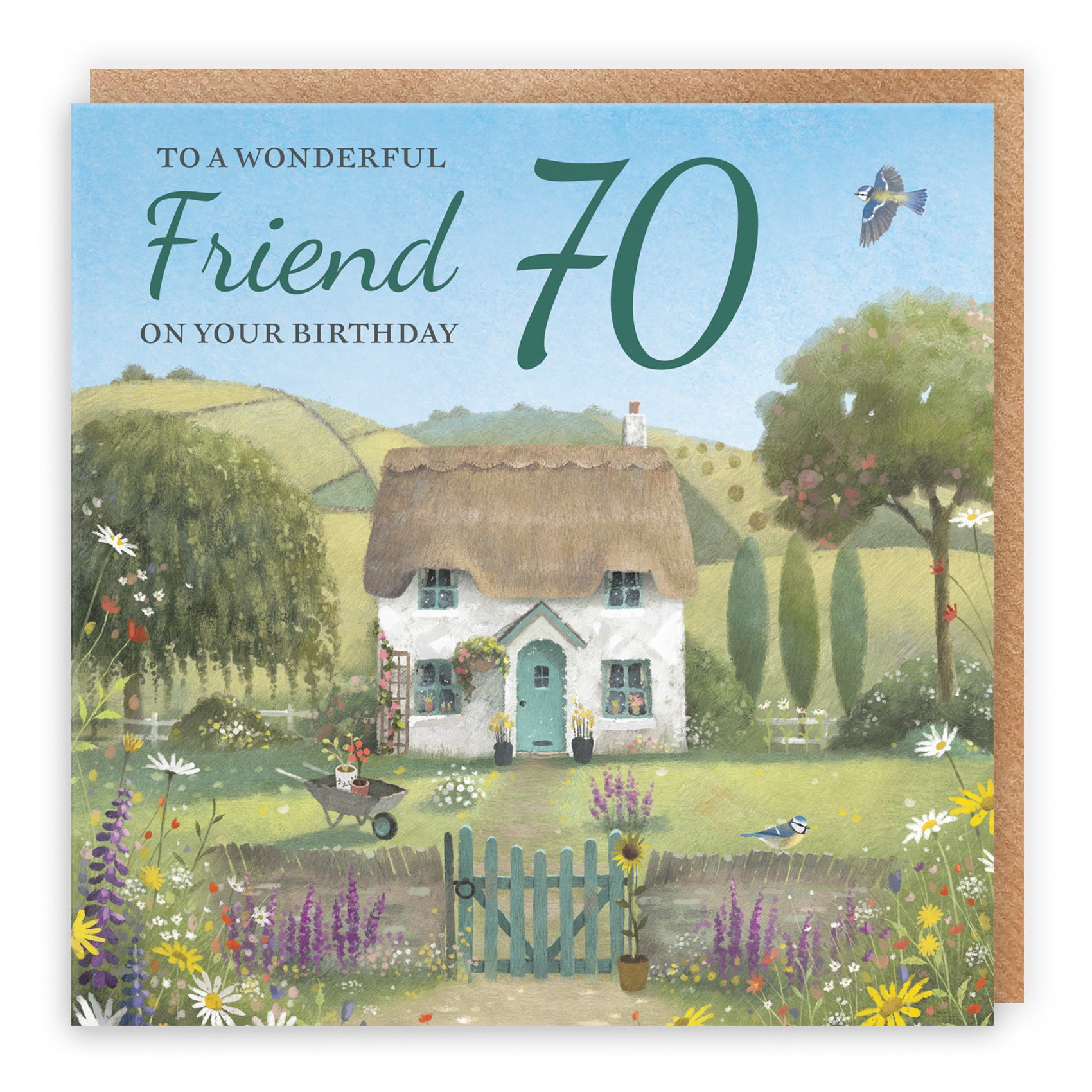 70th Friend Birthday Card Thatched Cottage Milo's Gallery - Default Title (RT06641)