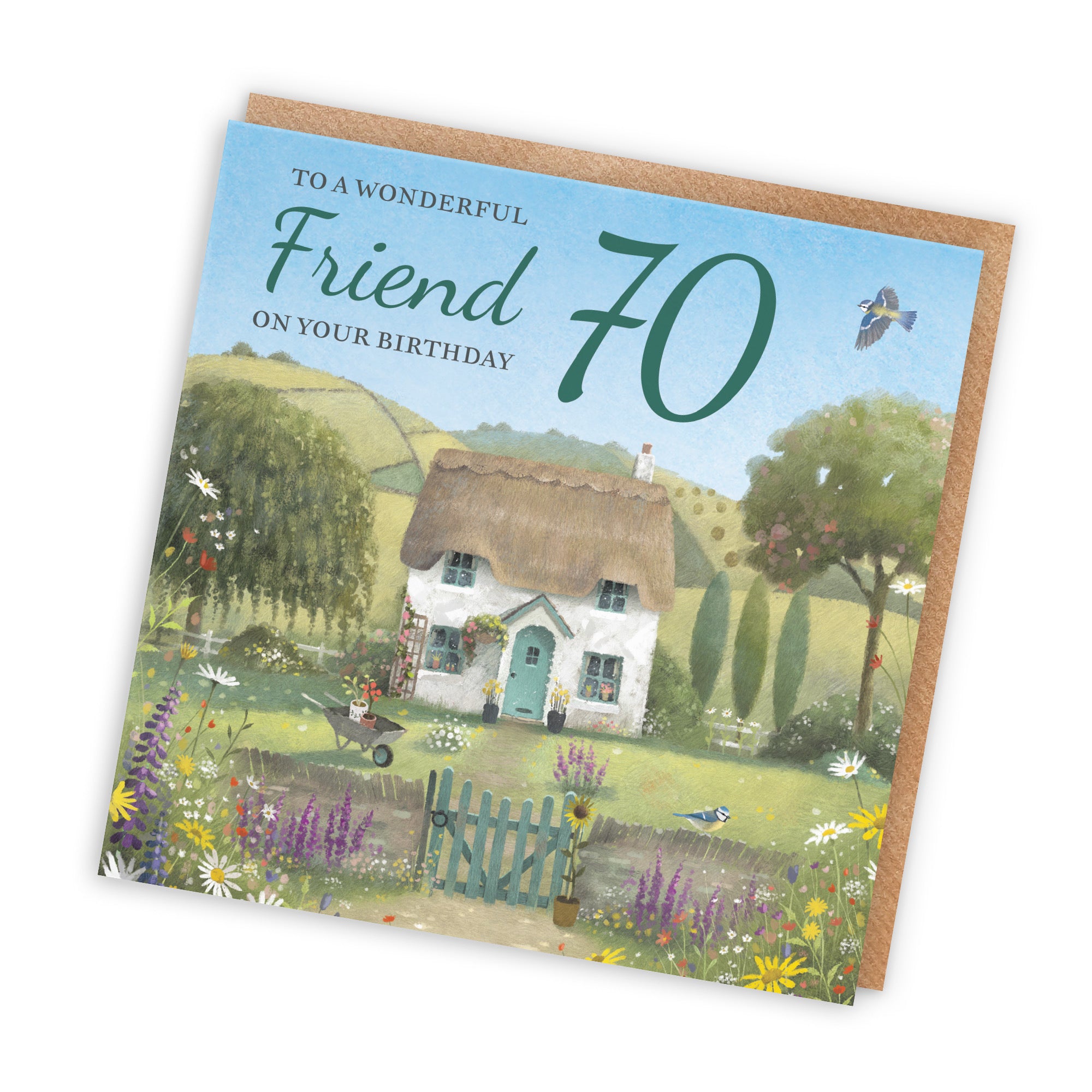 70th Friend Birthday Card Thatched Cottage Milo's Gallery - Default Title (RT06641)