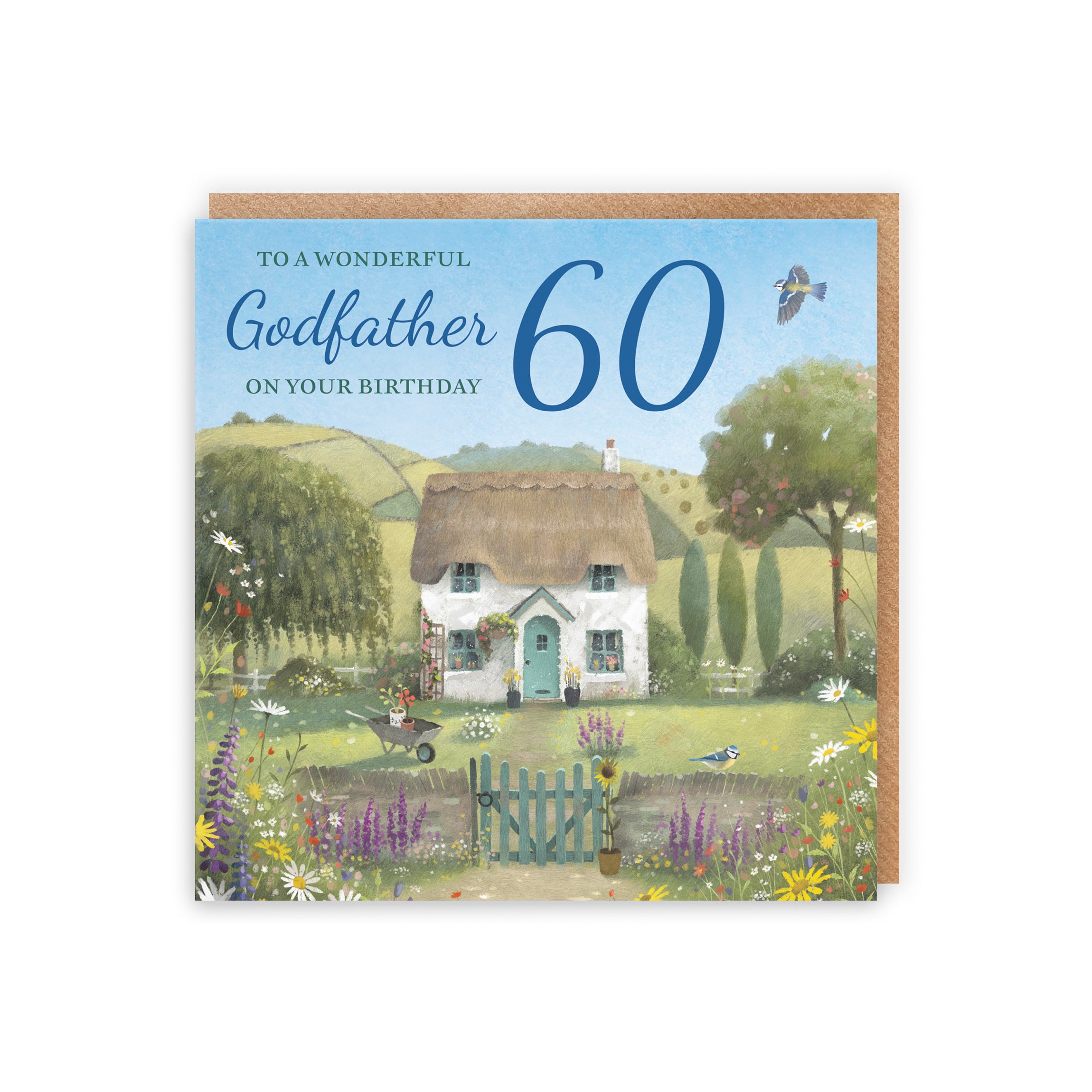 60th Godfather Birthday Card Thatched Cottage Milo's Gallery - Default Title (RT06652)
