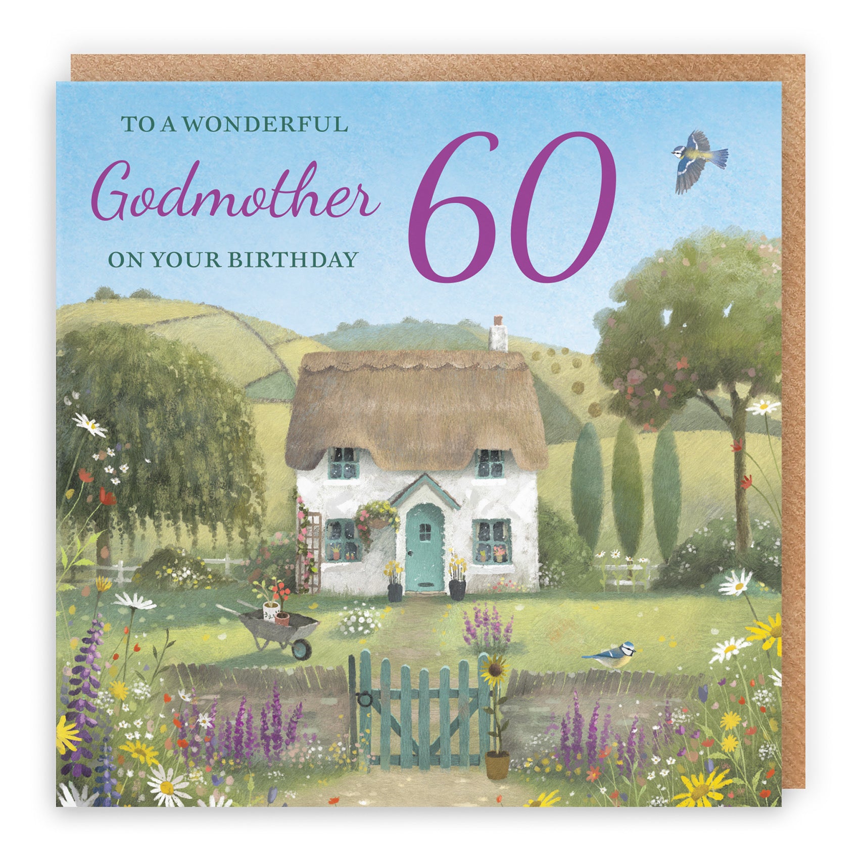 60th Godmother Birthday Card Thatched Cottage Milo's Gallery - Default Title (RT06655)