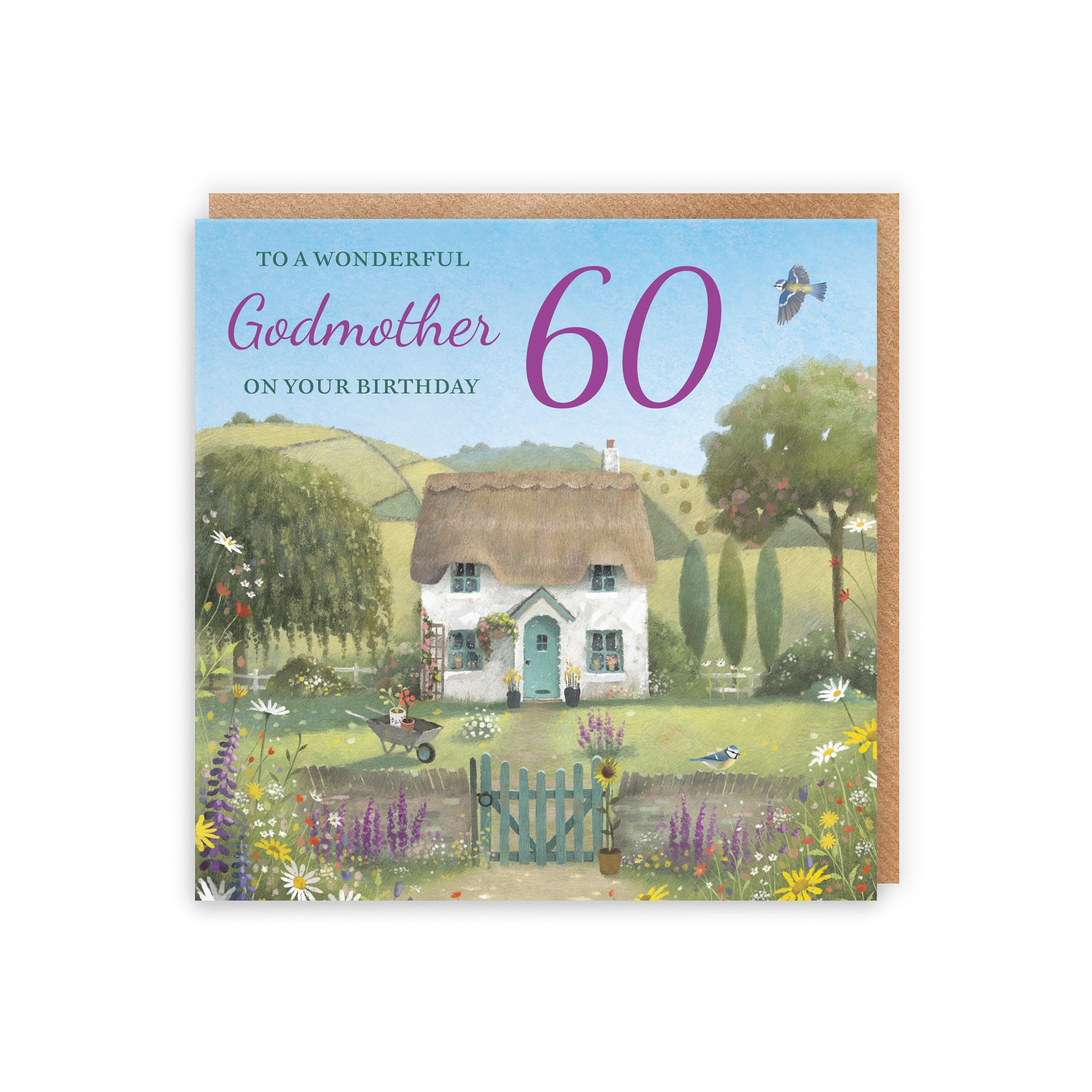 60th Godmother Birthday Card Thatched Cottage Milo's Gallery - Default Title (RT06655)