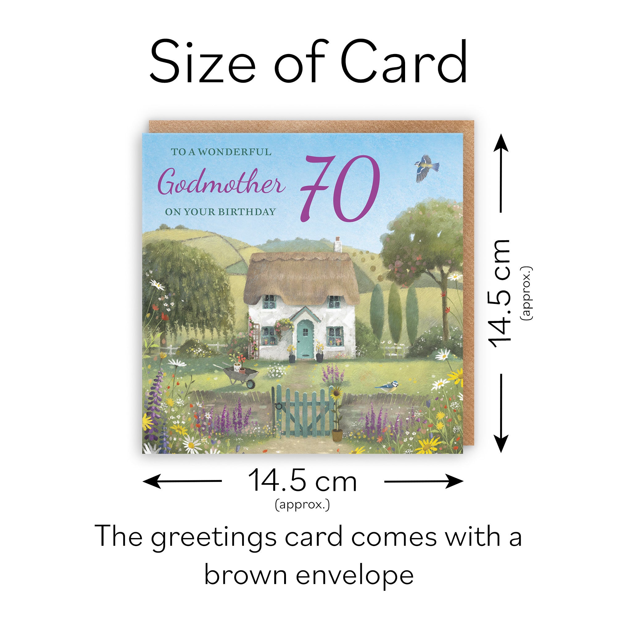 70th Godmother Birthday Card Thatched Cottage Milo's Gallery - Default Title (RT06656)