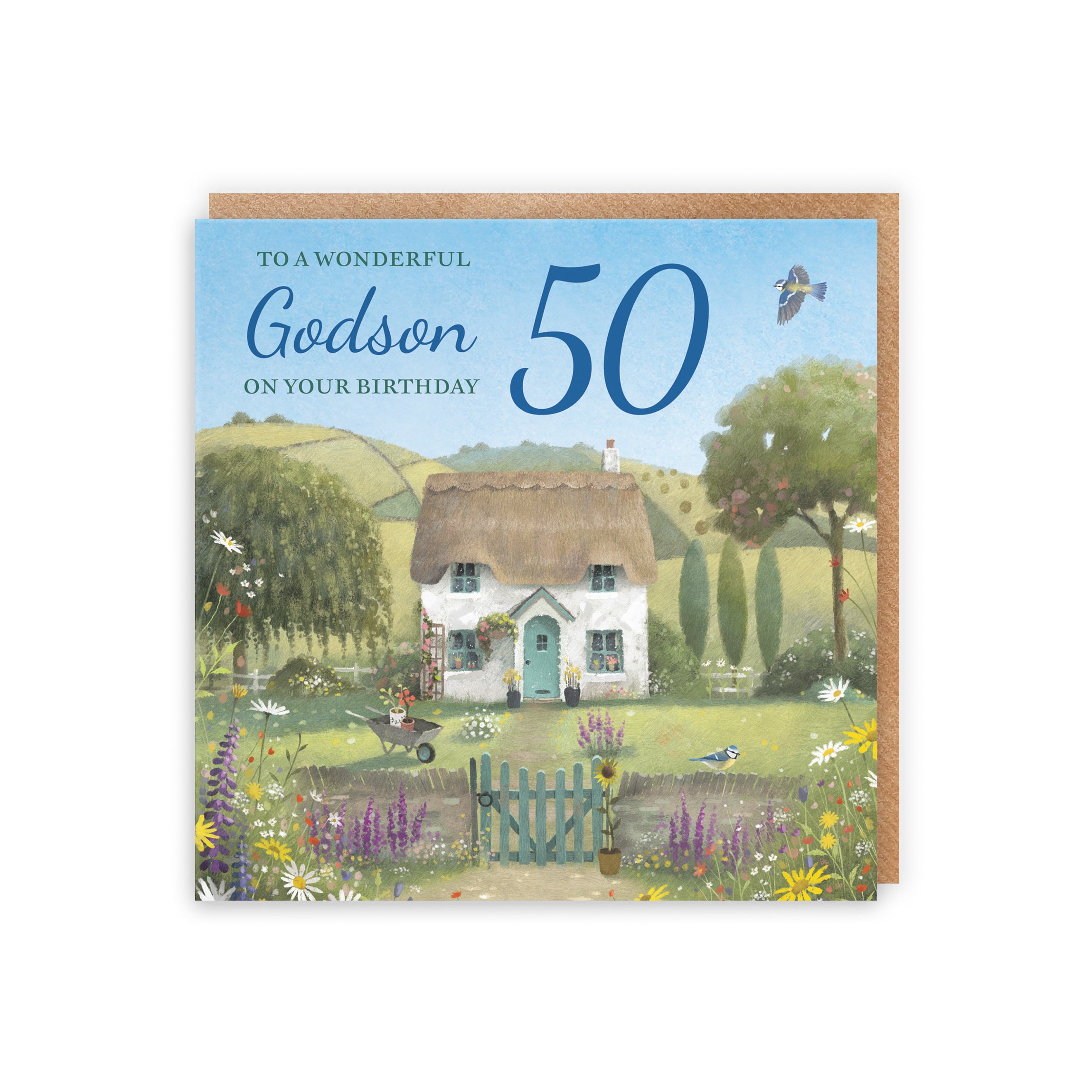 50th Godson Birthday Card Thatched Cottage Milo's Gallery - Default Title (RT06658)