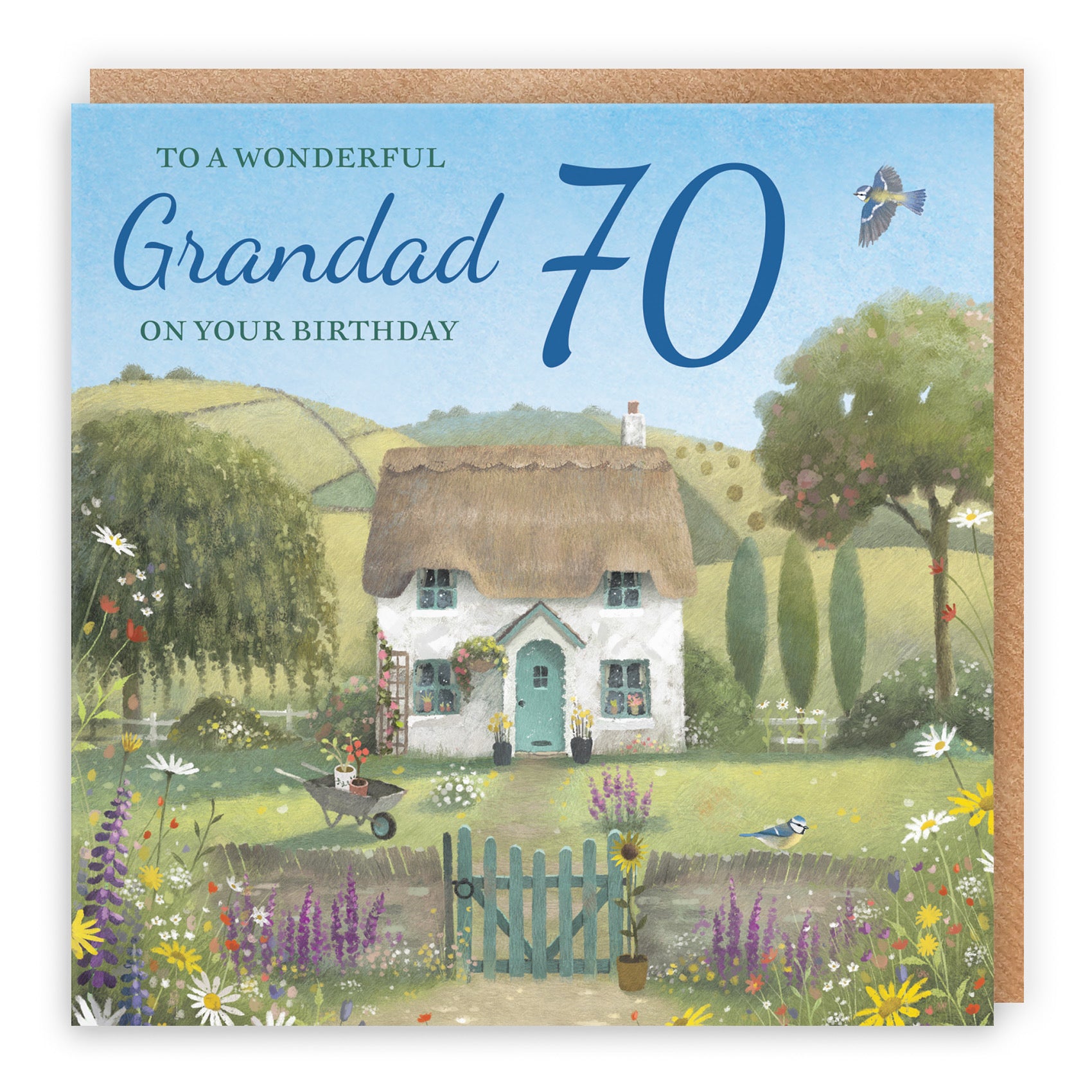 70th Grandad Birthday Card Thatched Cottage Milo's Gallery - Default Title (RT06660)