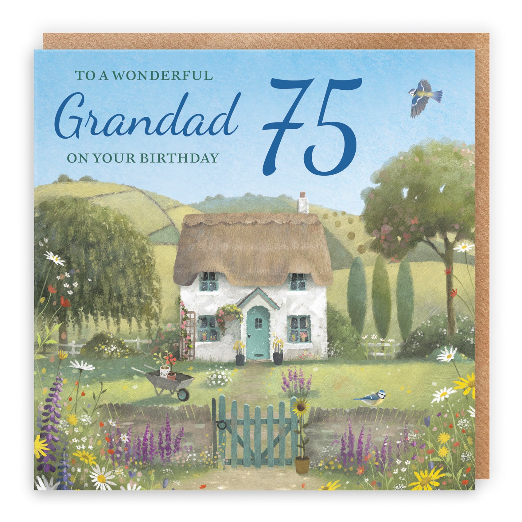 75th Grandad Birthday Card Thatched Cottage Milo's Gallery - Default Title (RT06661)
