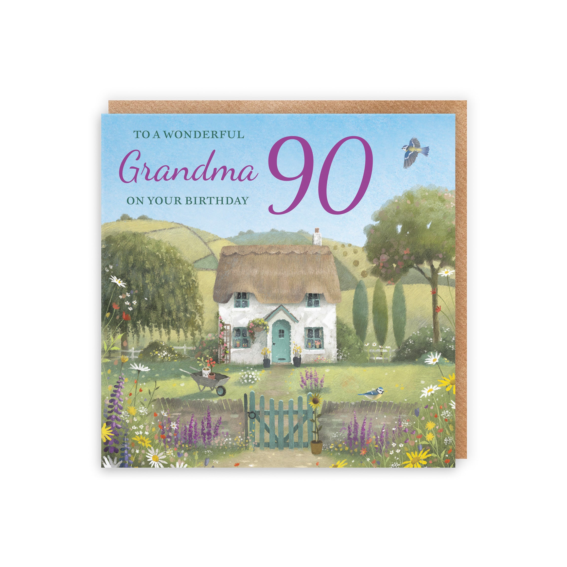 90th Grandma Birthday Card Thatched Cottage Milo's Gallery - Default Title (RT06680)
