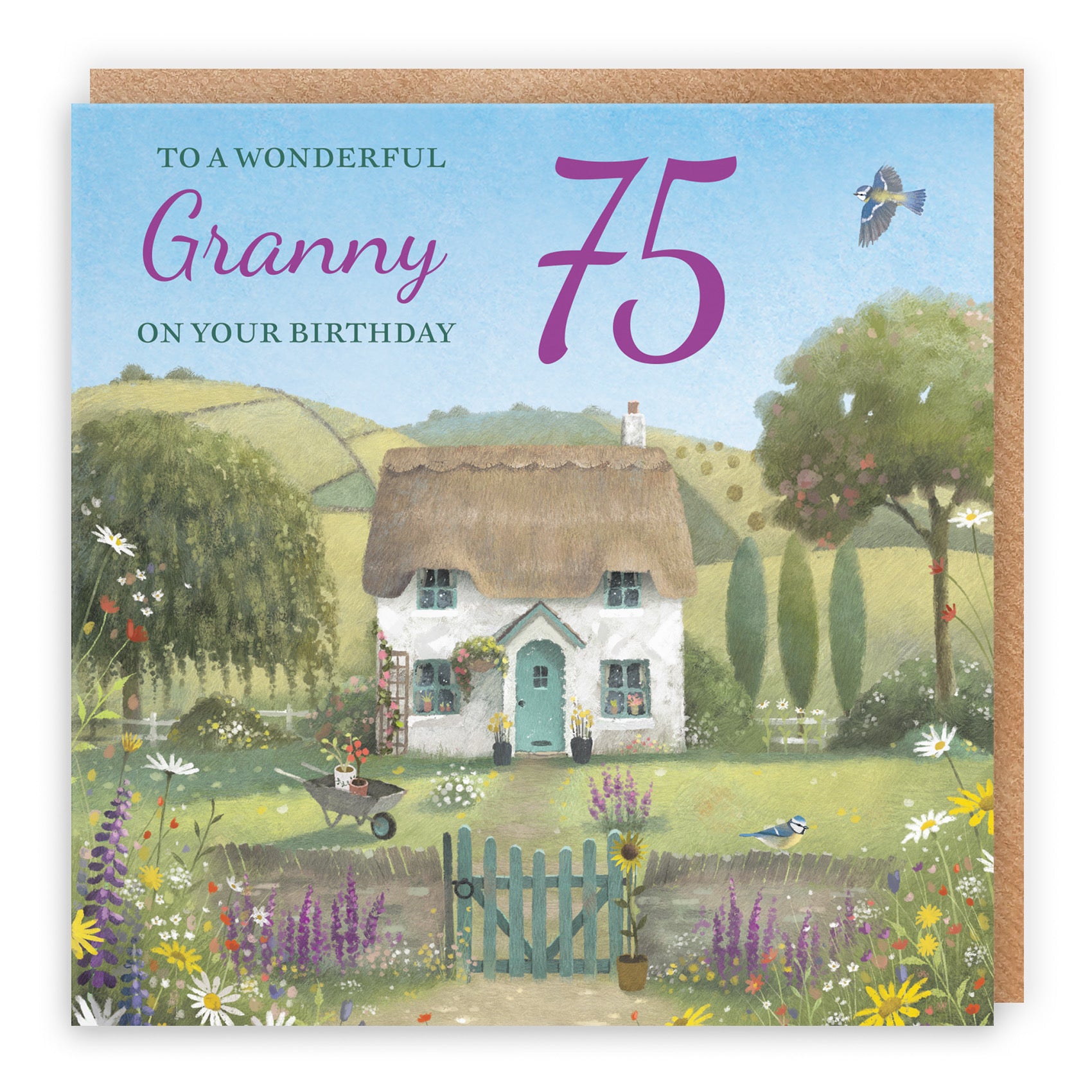 75th Granny Birthday Card Thatched Cottage Milo's Gallery - Default Title (RT06684)