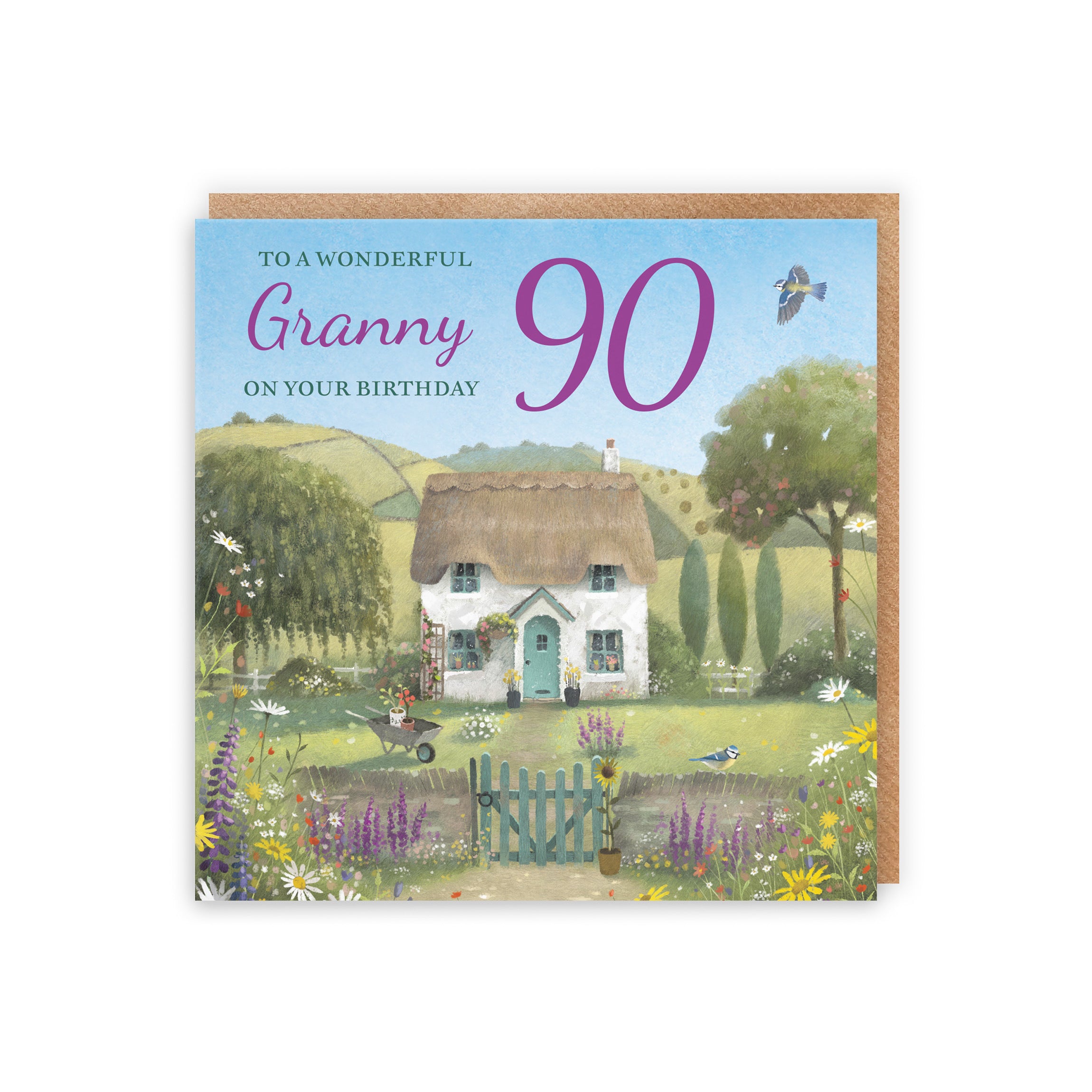 90th Granny Birthday Card Thatched Cottage Milo's Gallery - Default Title (RT06687)